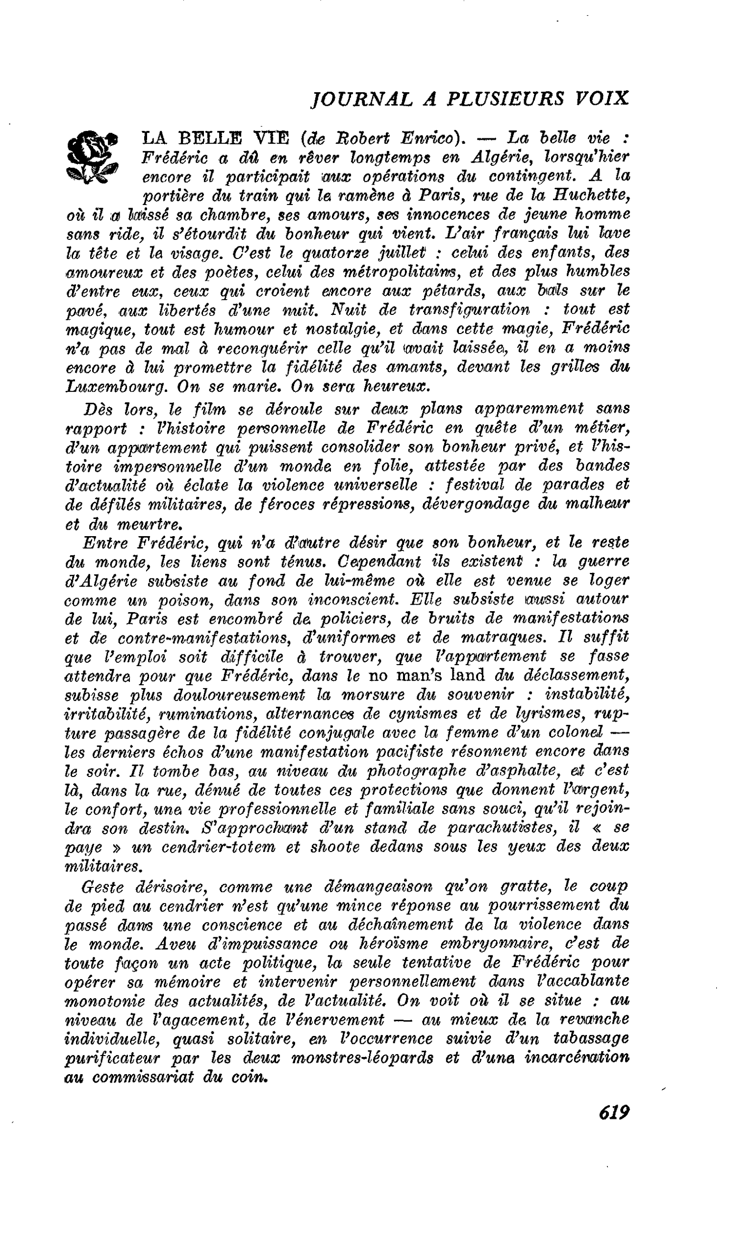 LA BELLE VIE (de Robert Enrico)