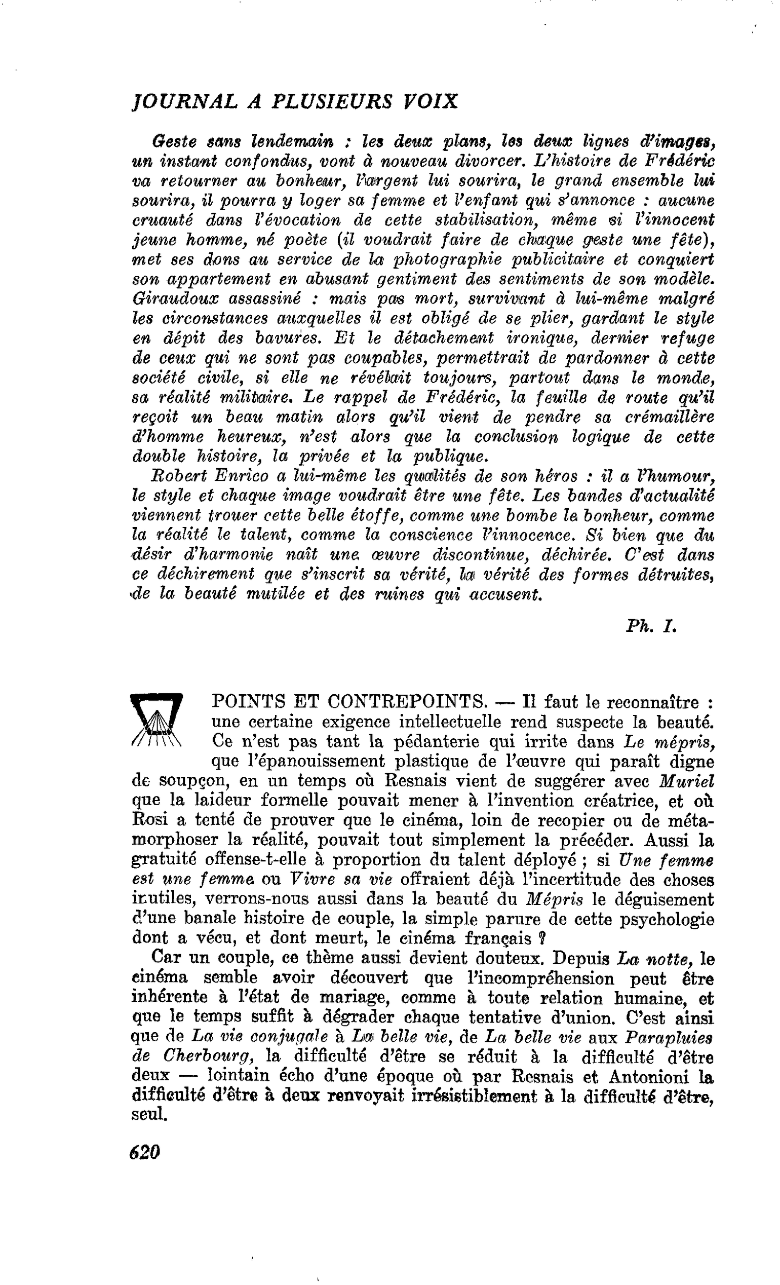POINTS ET CONTREPOINTS