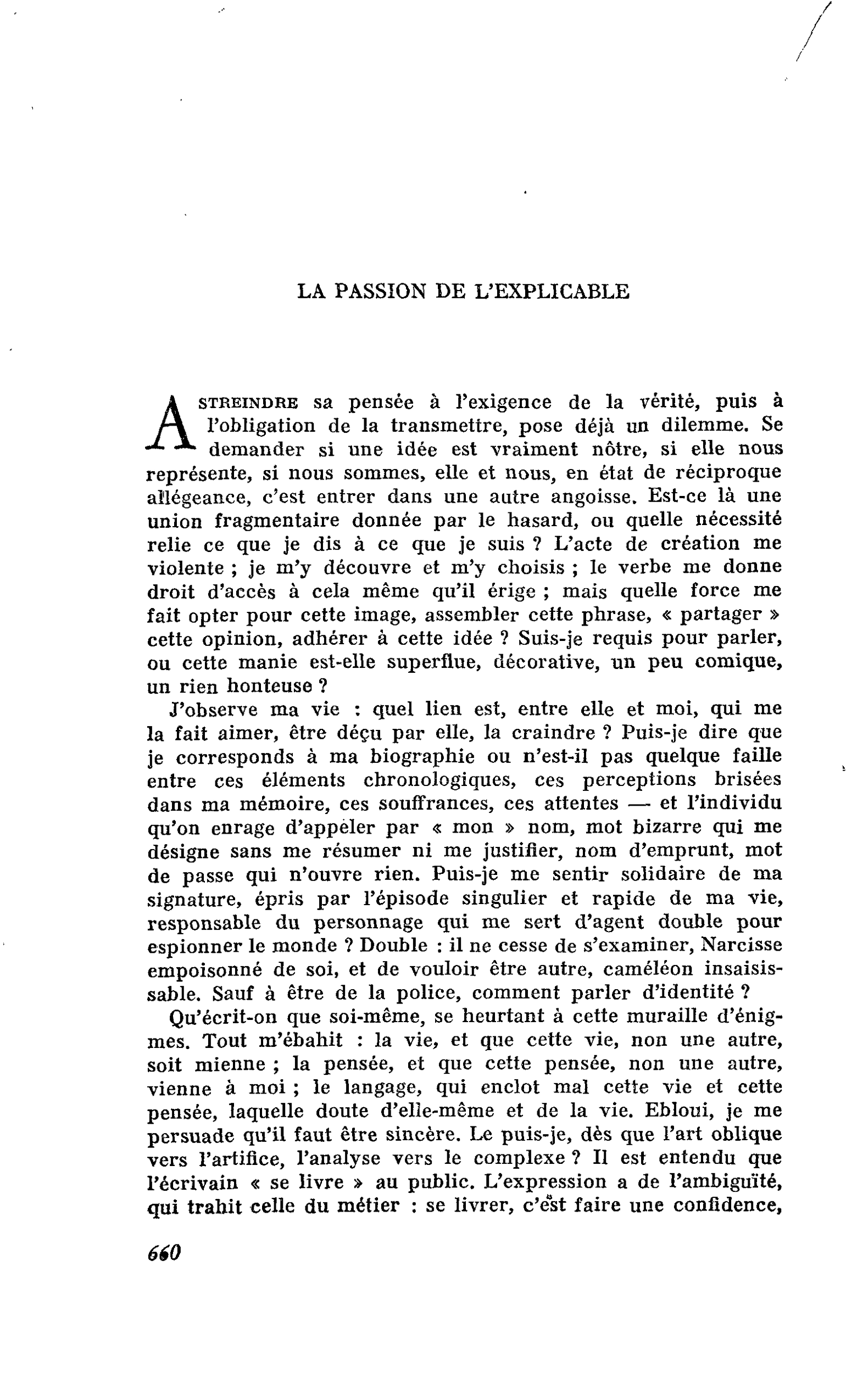 LA PASSION DE L’EXPLICABLE