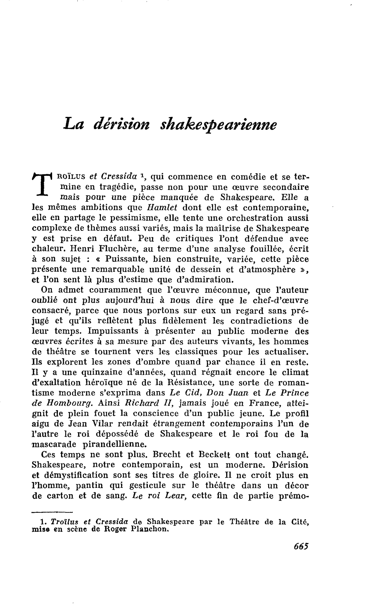 La dérision shakespearienne