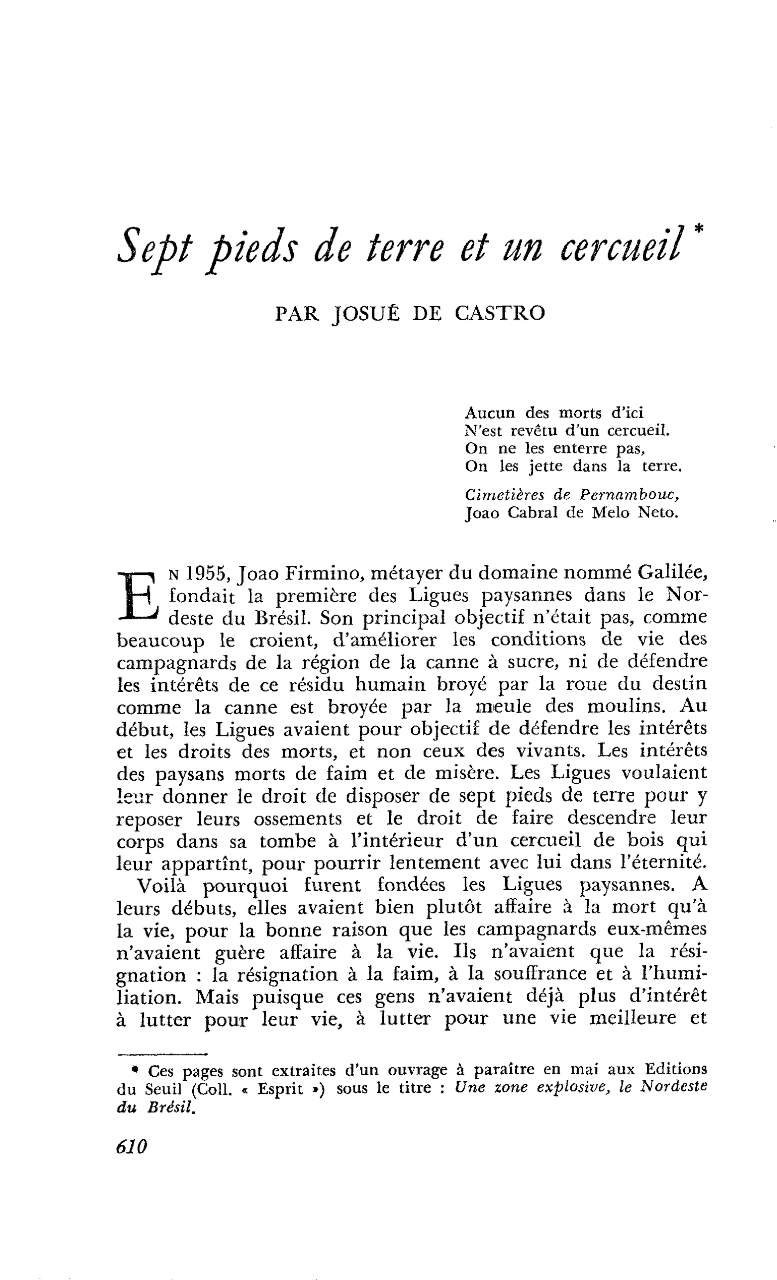 Sept pieds de terre et un cercueil