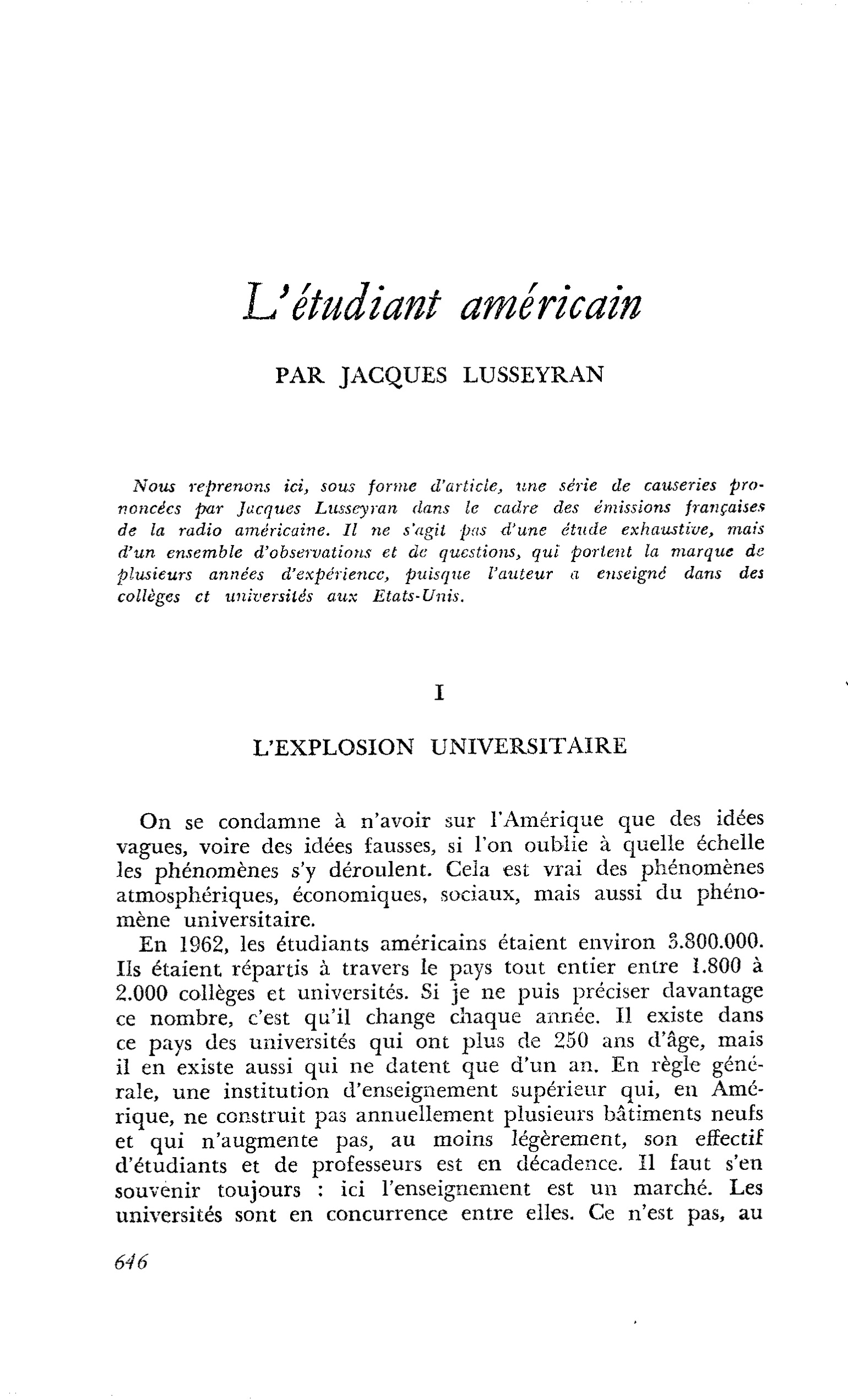 L’étudiant américain