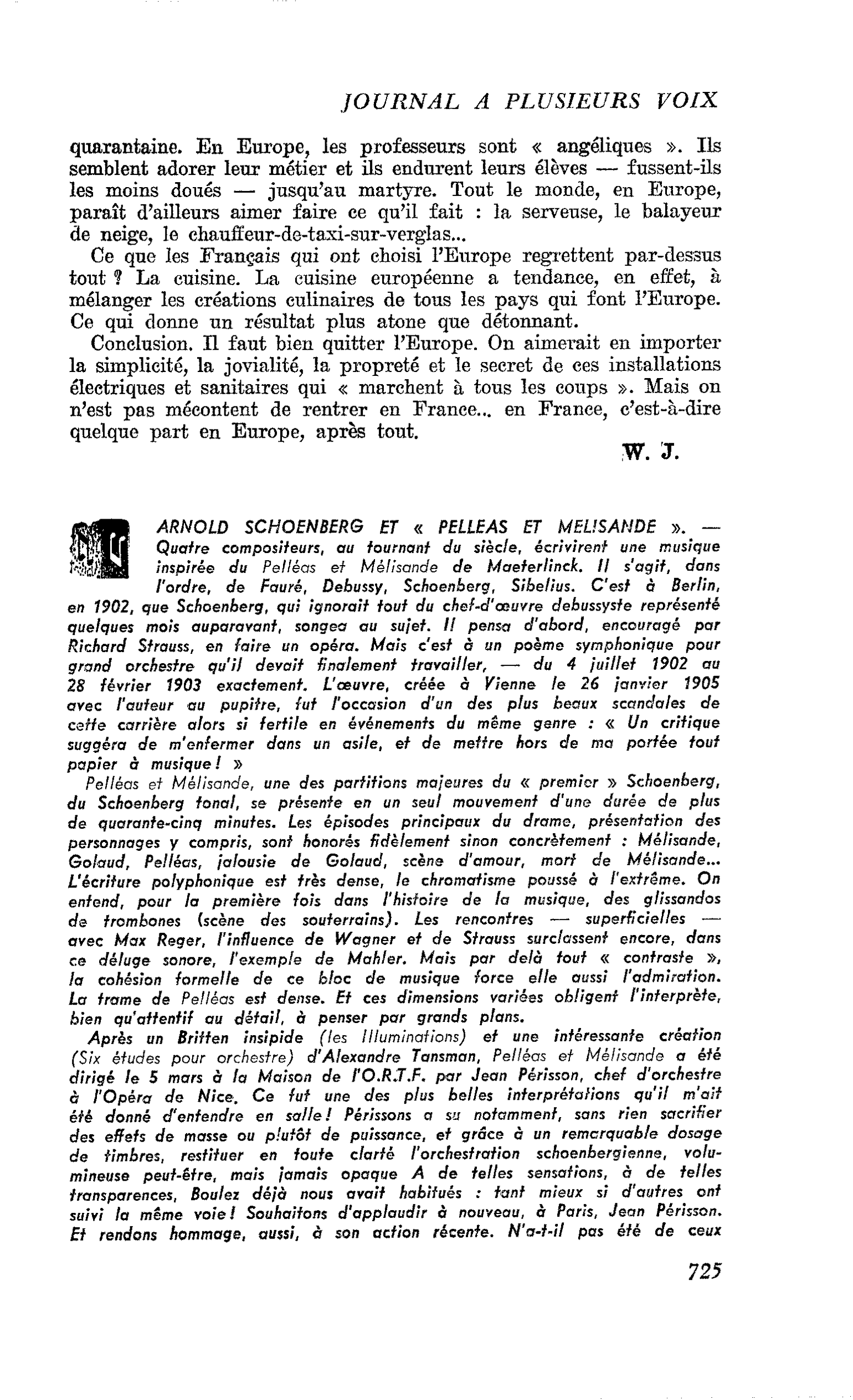 ARNOLD SCHOENBERG ET « PELLEAS ET MELISANDE »