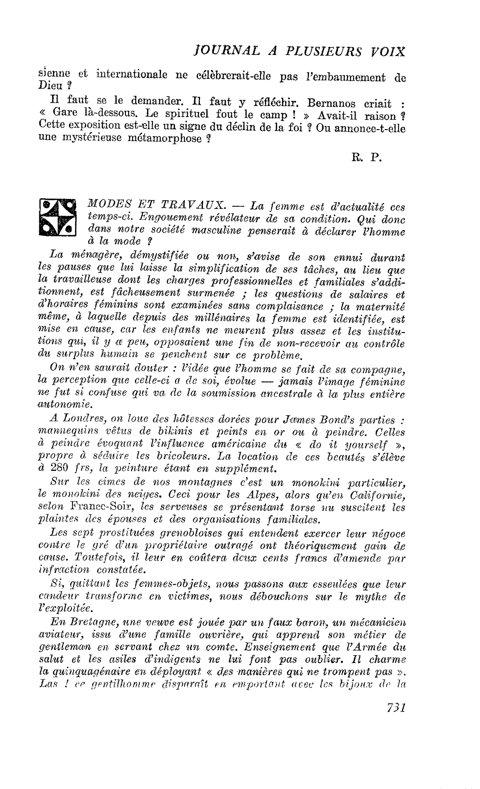 MODES ET TRAVAUX