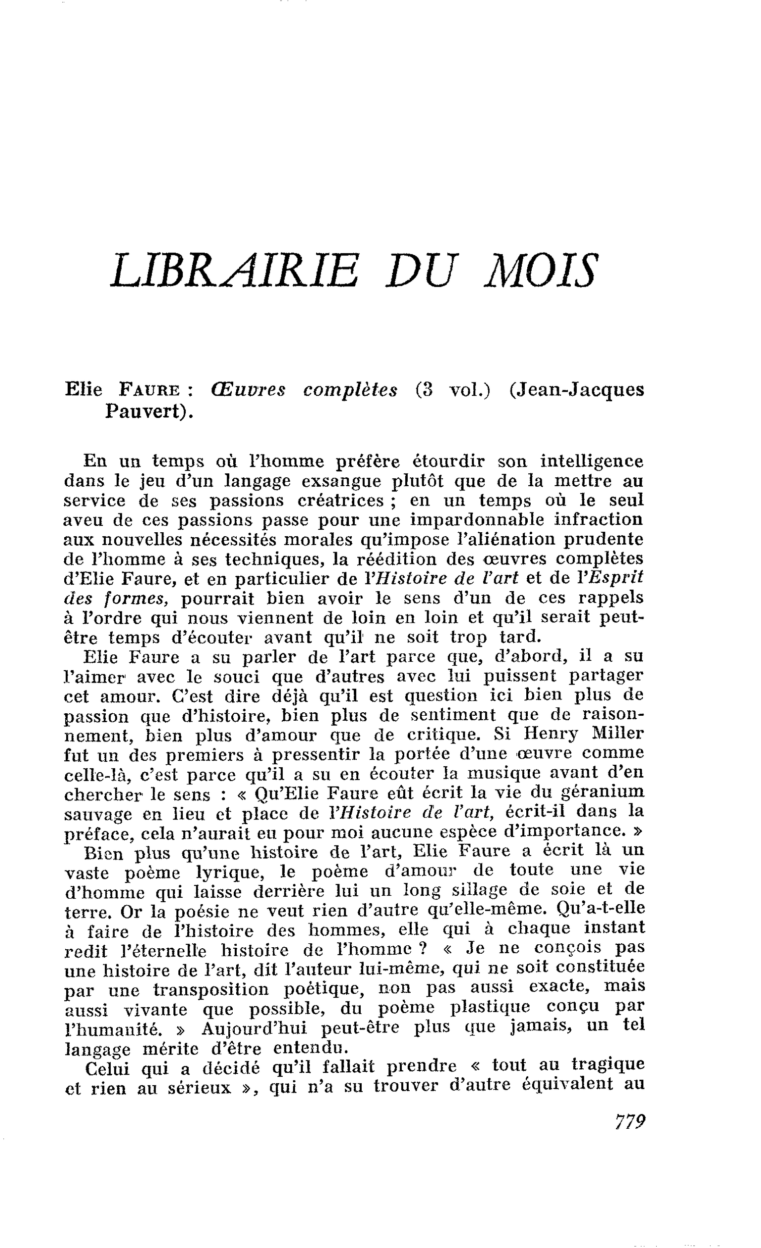 Elie Faure : Oeuvres complètes