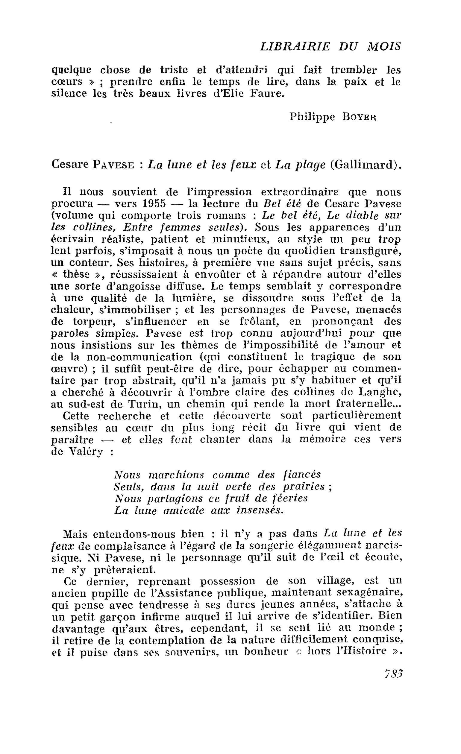 Cesare Pavese : La lune et les feux et La plage