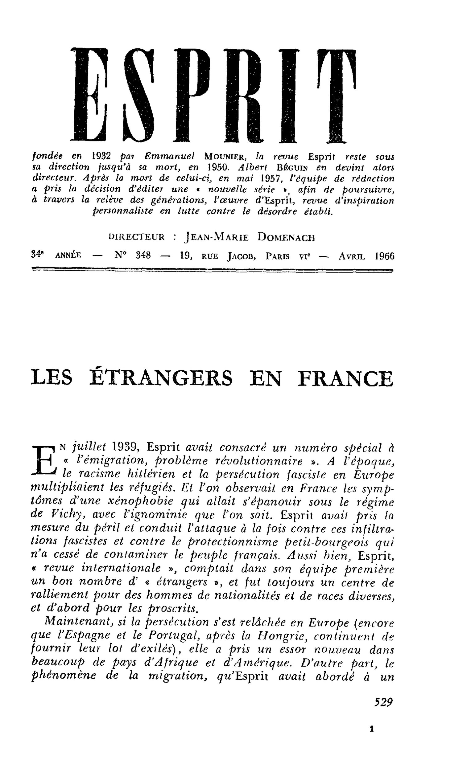 LES ÉTRANGERS EN FRANCE