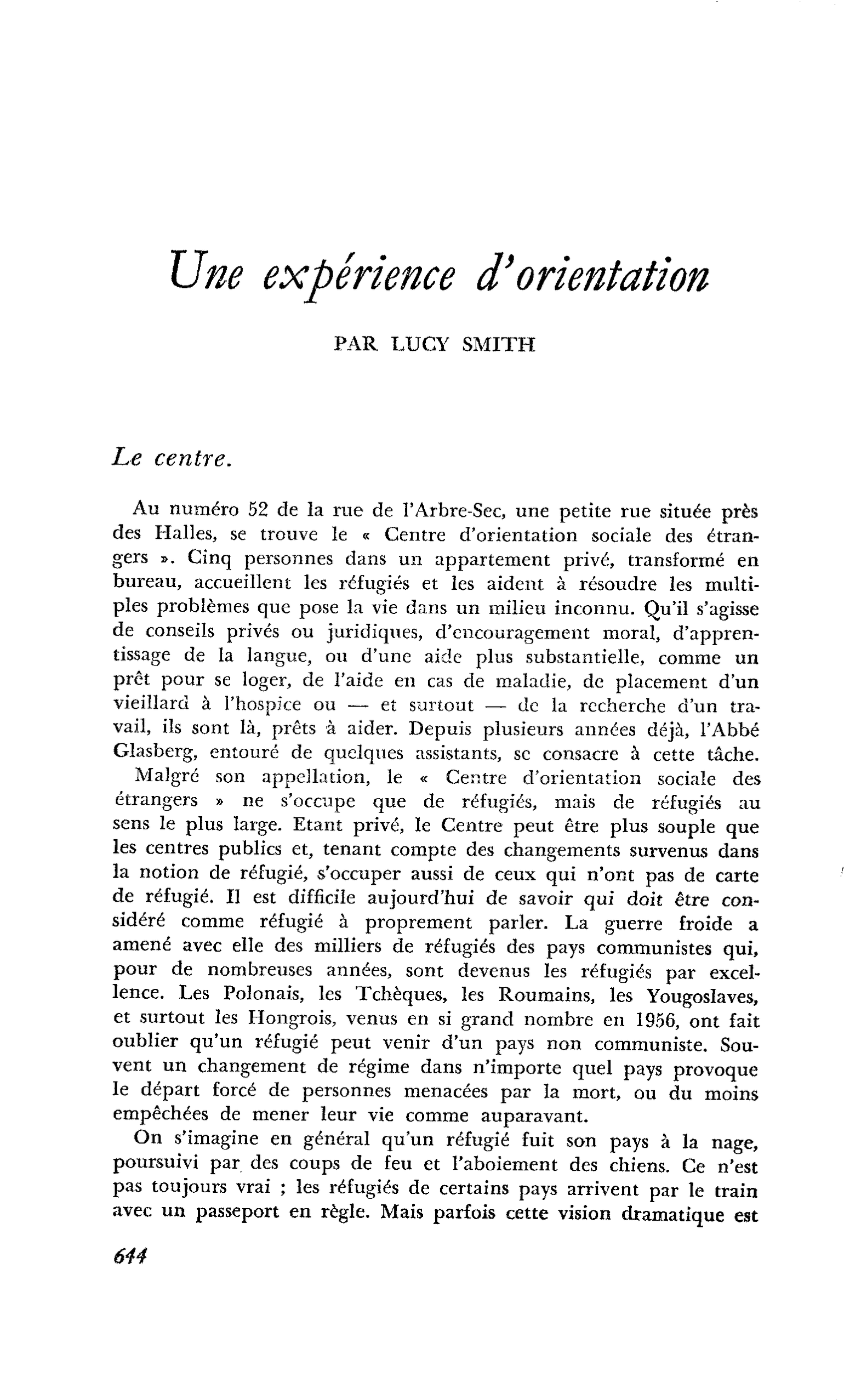 Une expérience d’orientation
