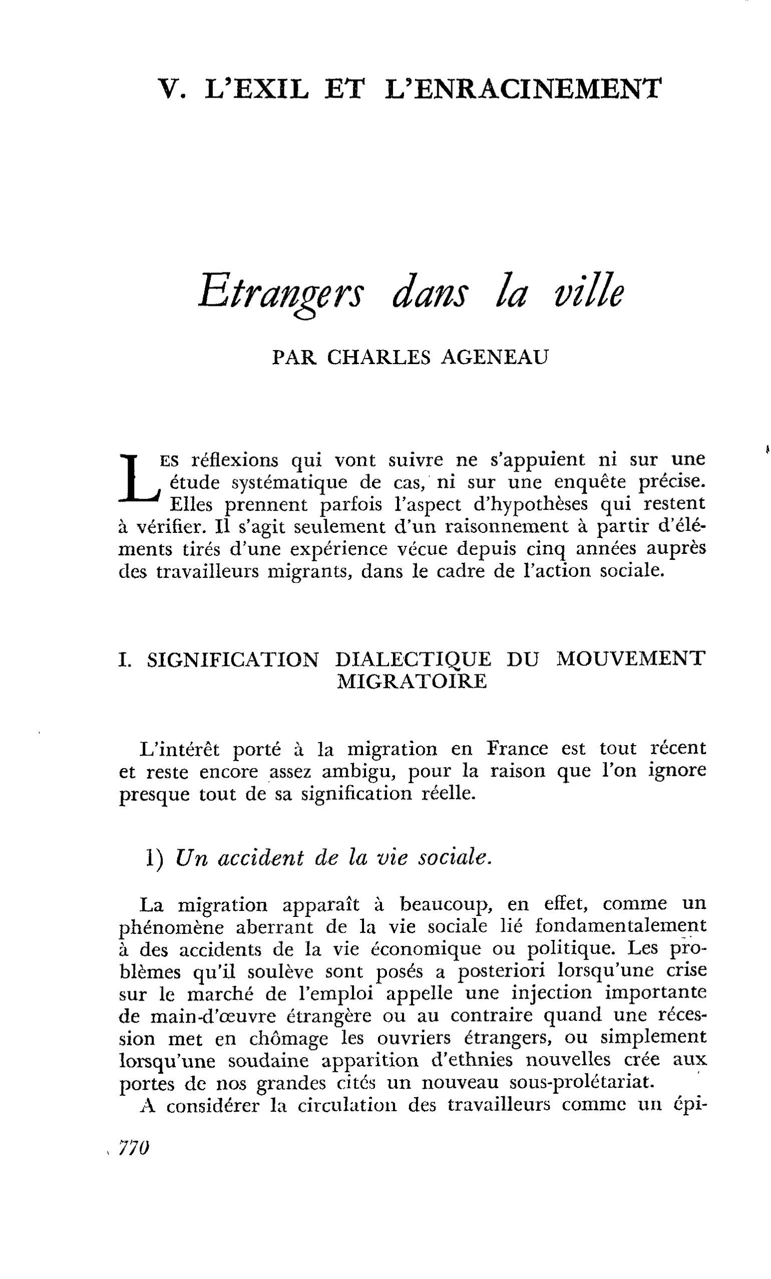 Etrangers dans la ville