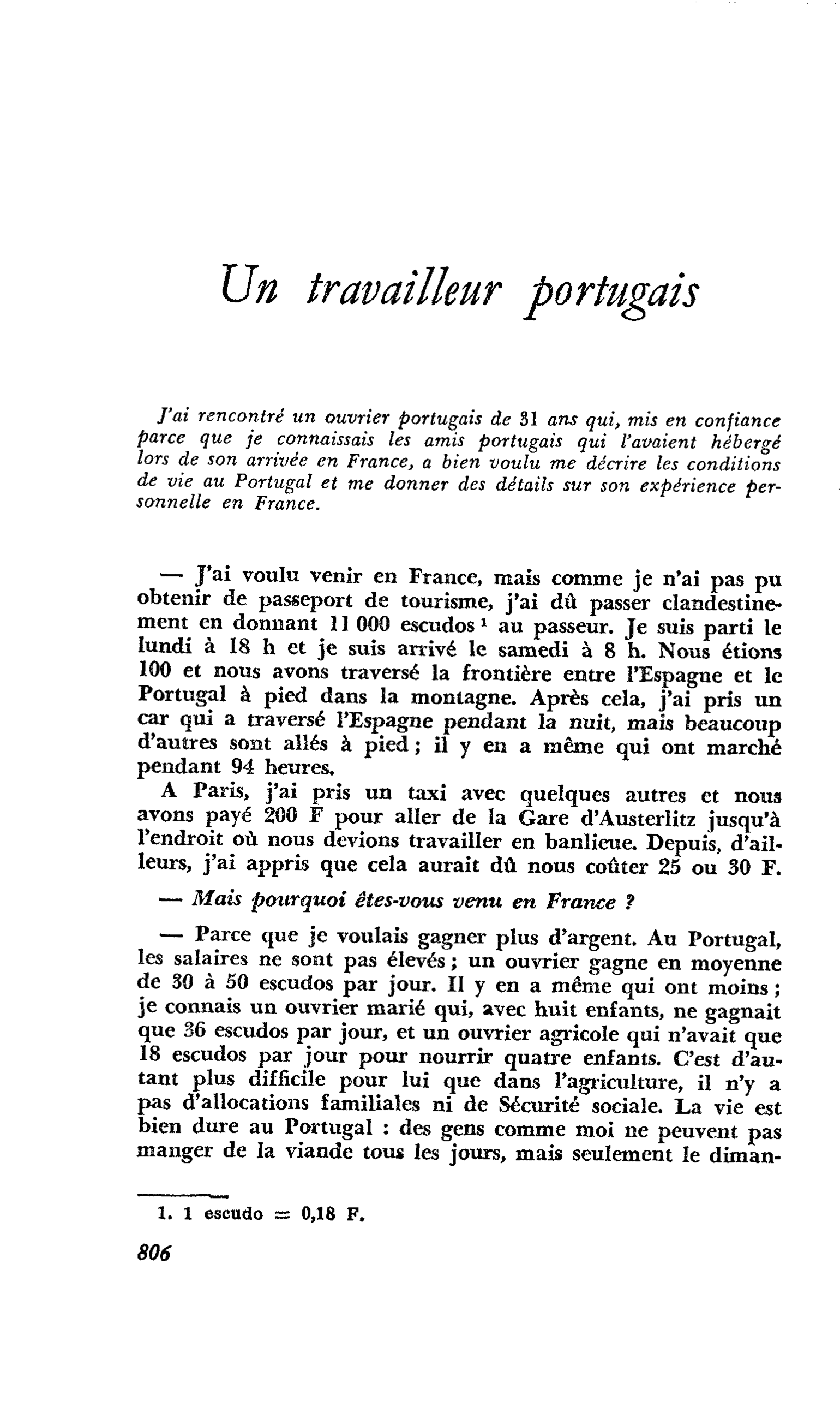 Un travailleur portugais