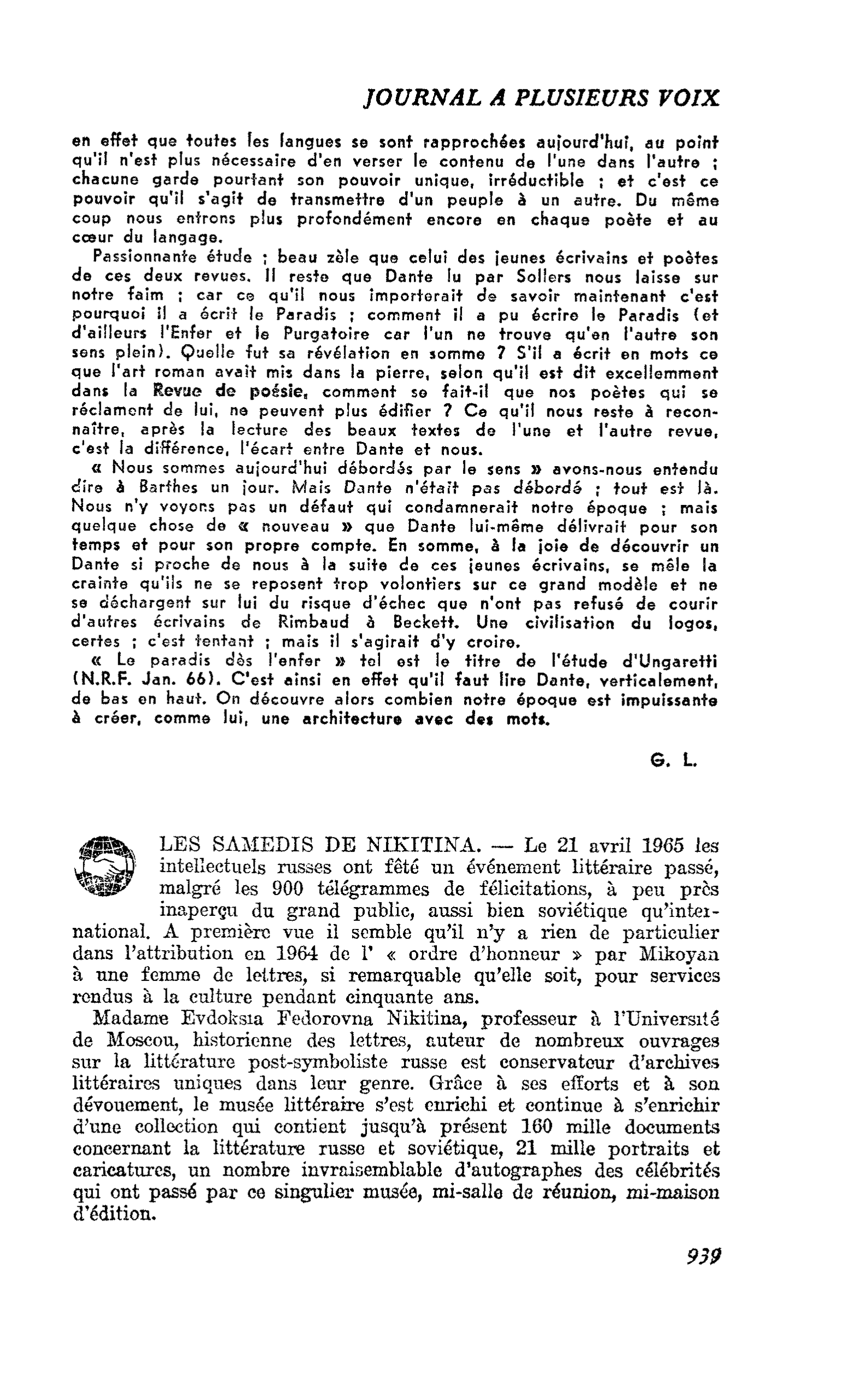LES SAMEDIS DE NIKITINA