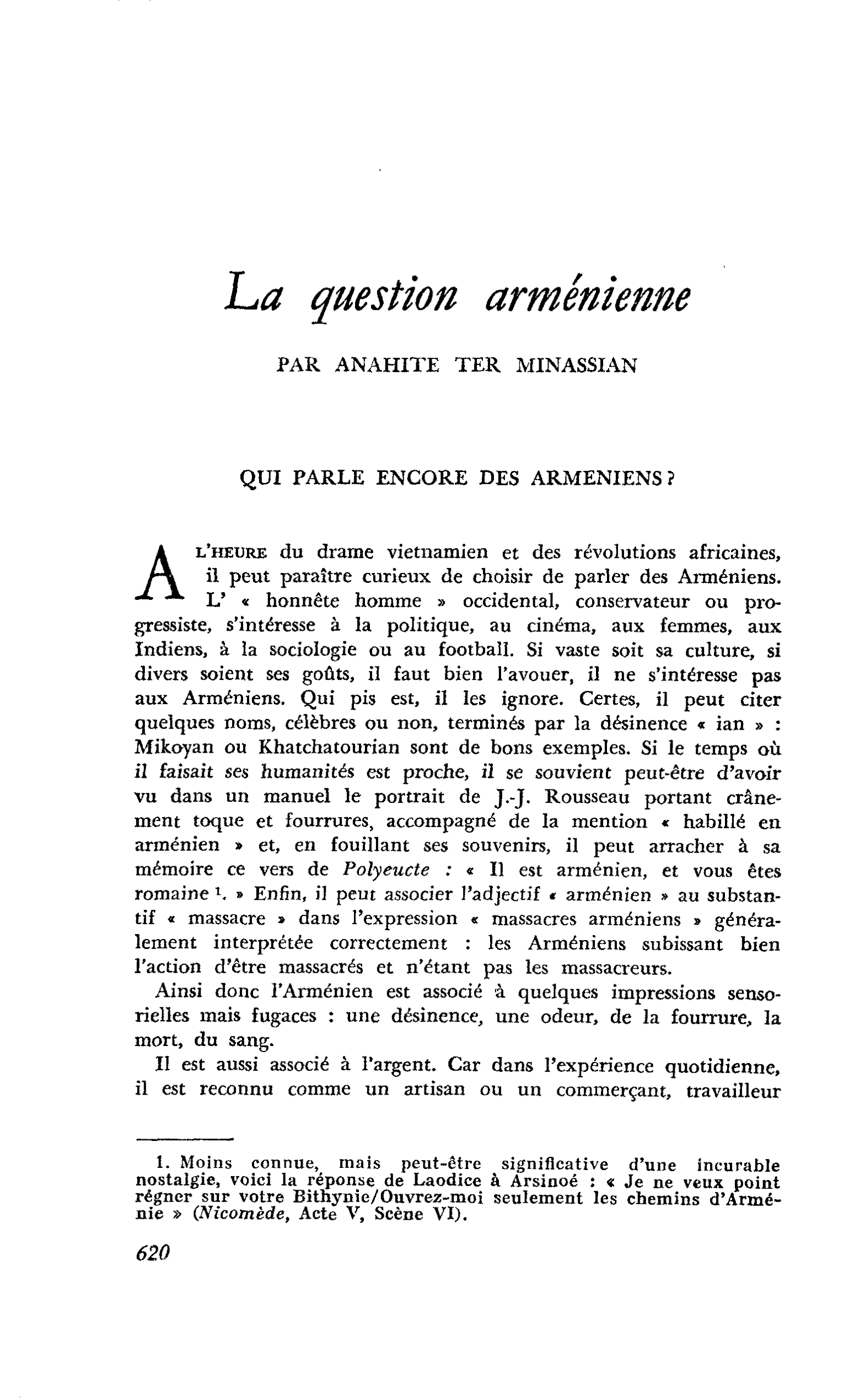 La question arménienne