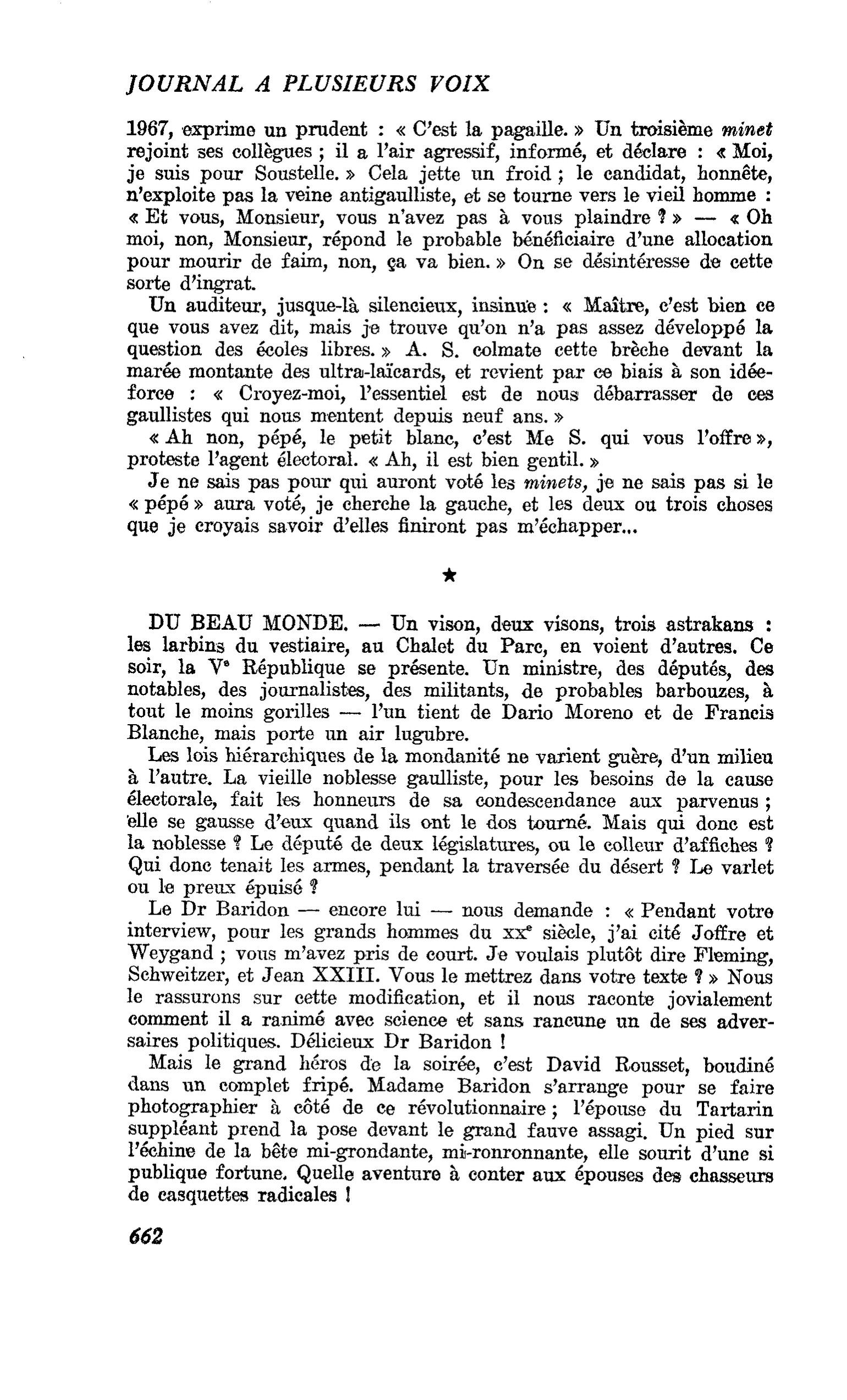 DU BEAU MONDE