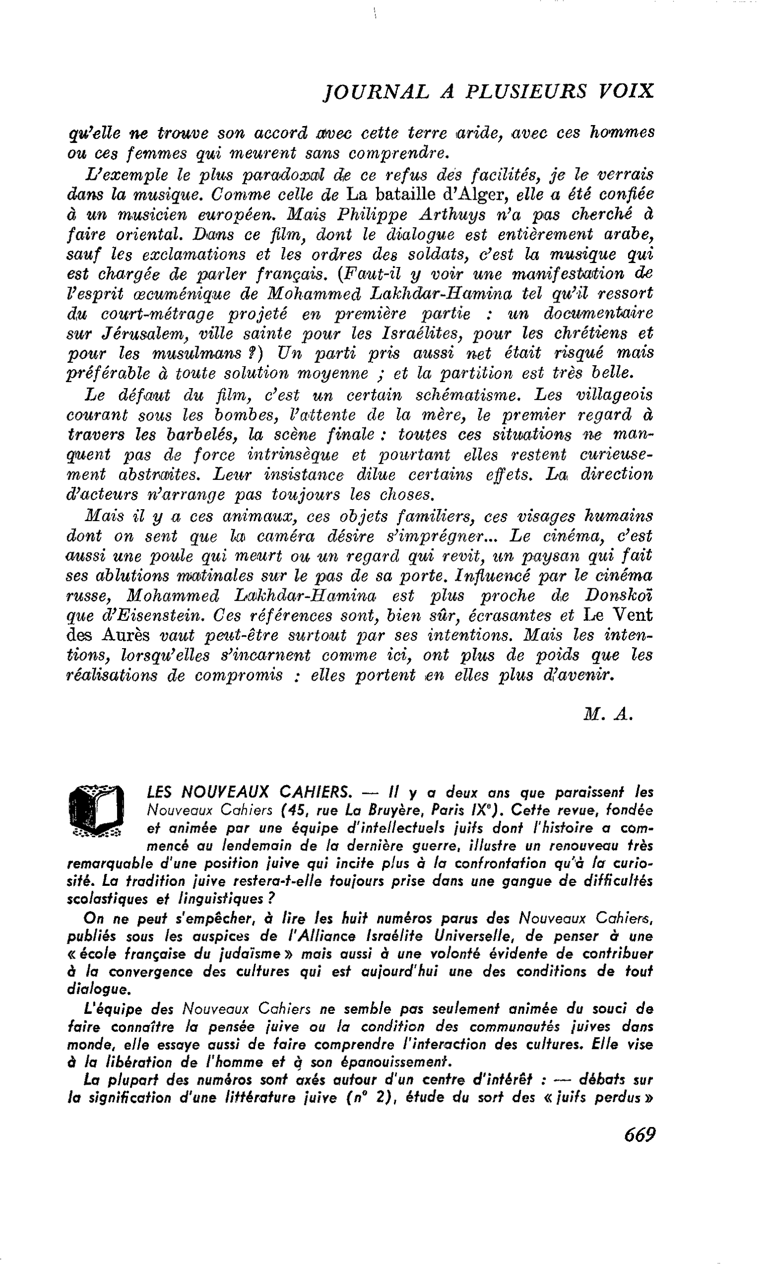 LES NOUVEAUX CAHIERS