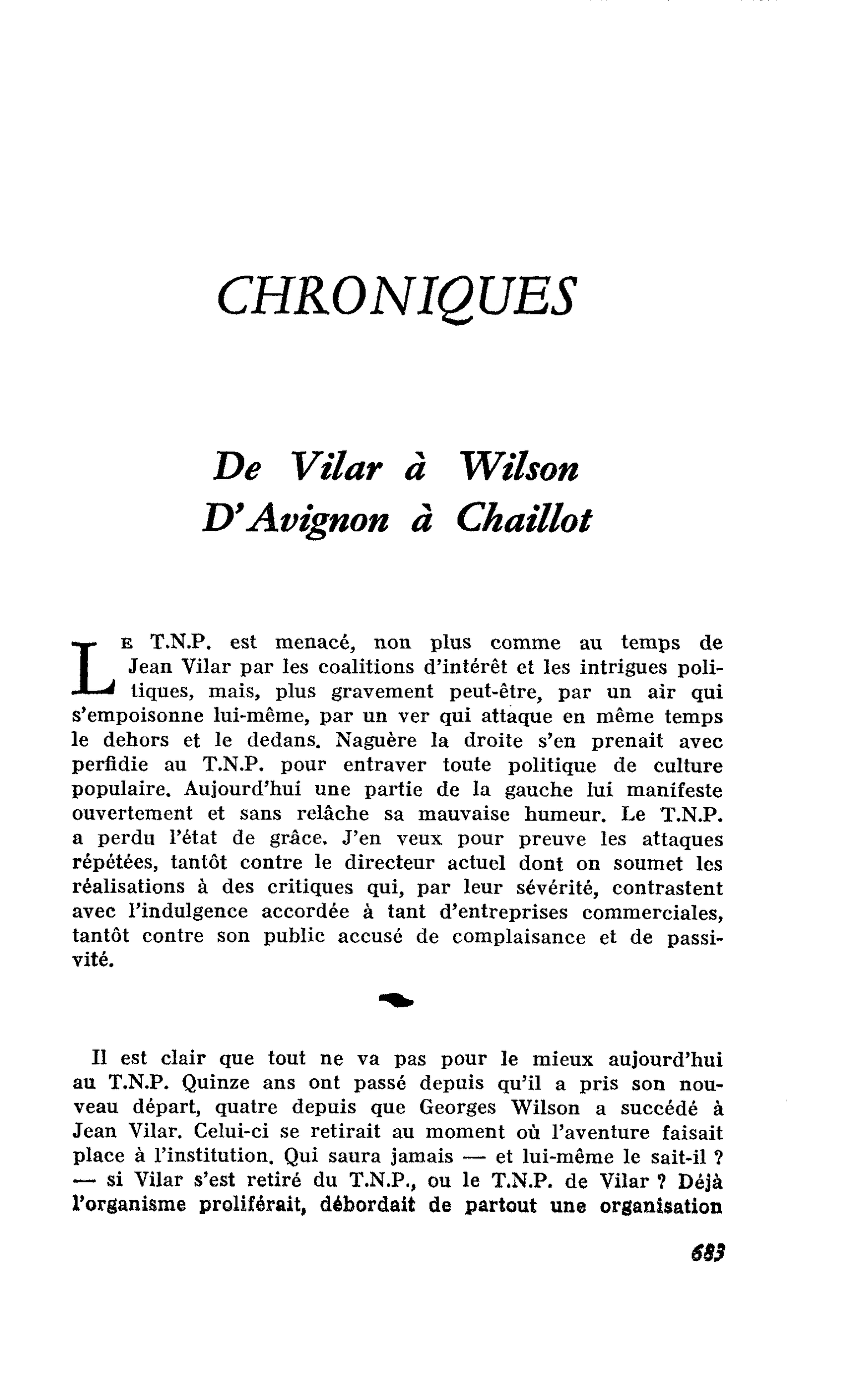 De Vilar à Wilson D’Avignon à Chaillot