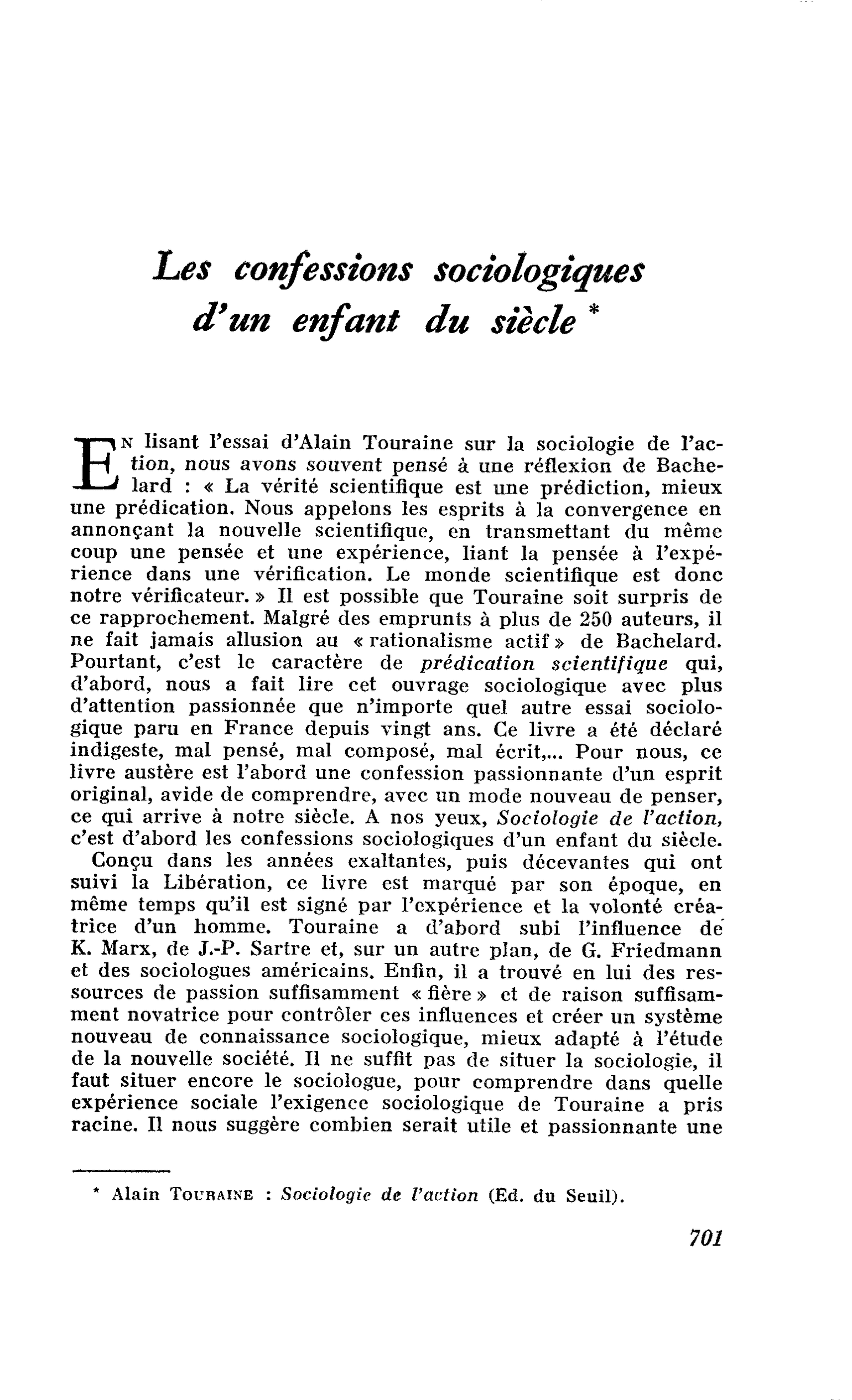 Les confessions sociologiques d’un enfant du siècle