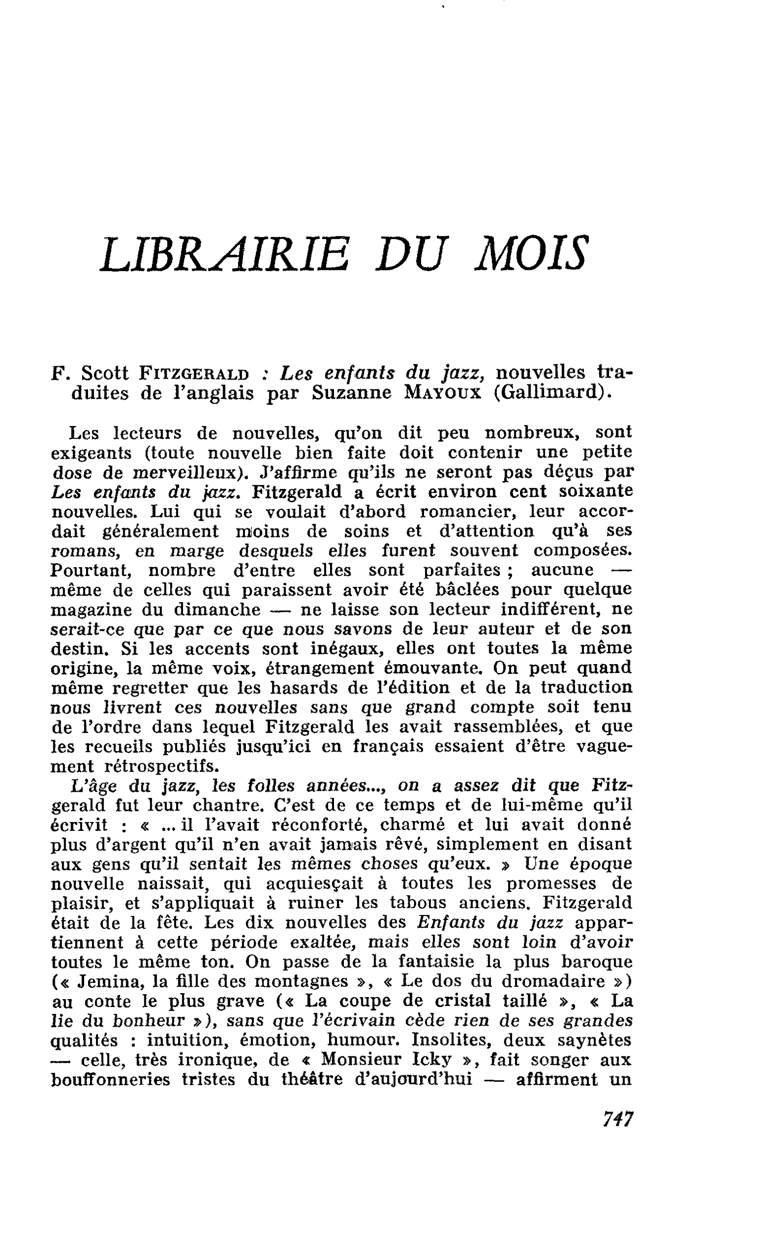 F. Scott Fitzgerald : Les enfants du jazz