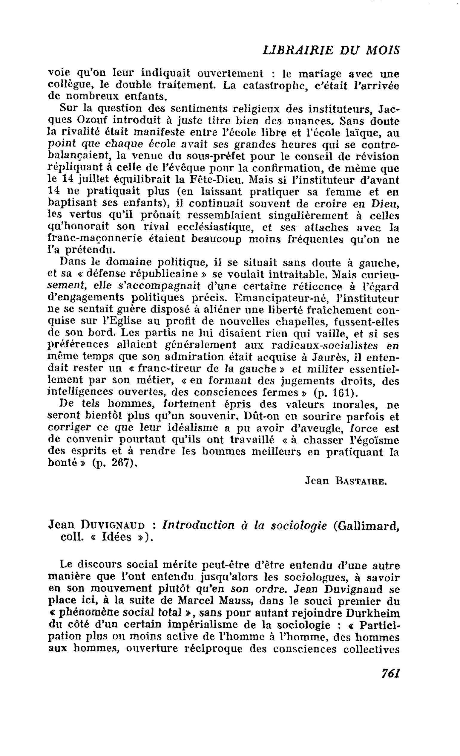 Jean Duvignaud : Introduction à la sociologie