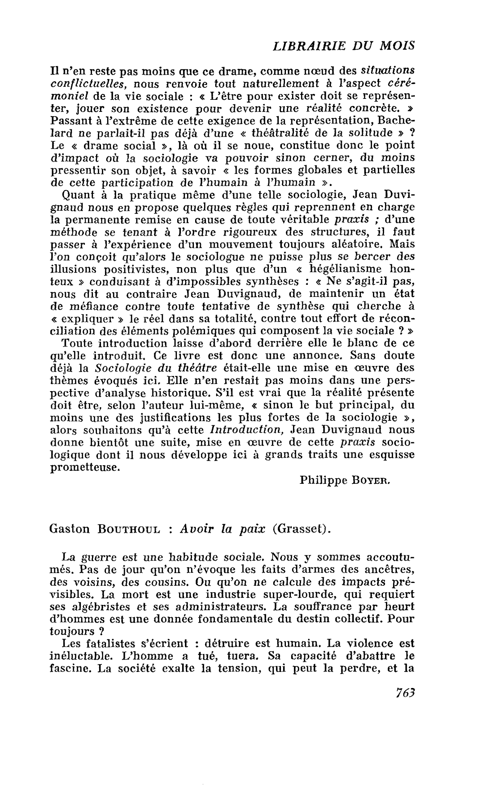 Gaston Bouthoul : Avoir la paix