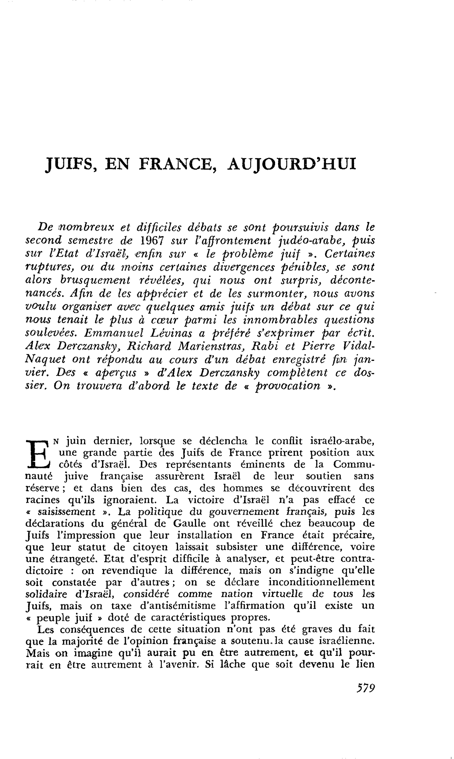 JUIFS, EN FRANCE, AUJOURD’HUI