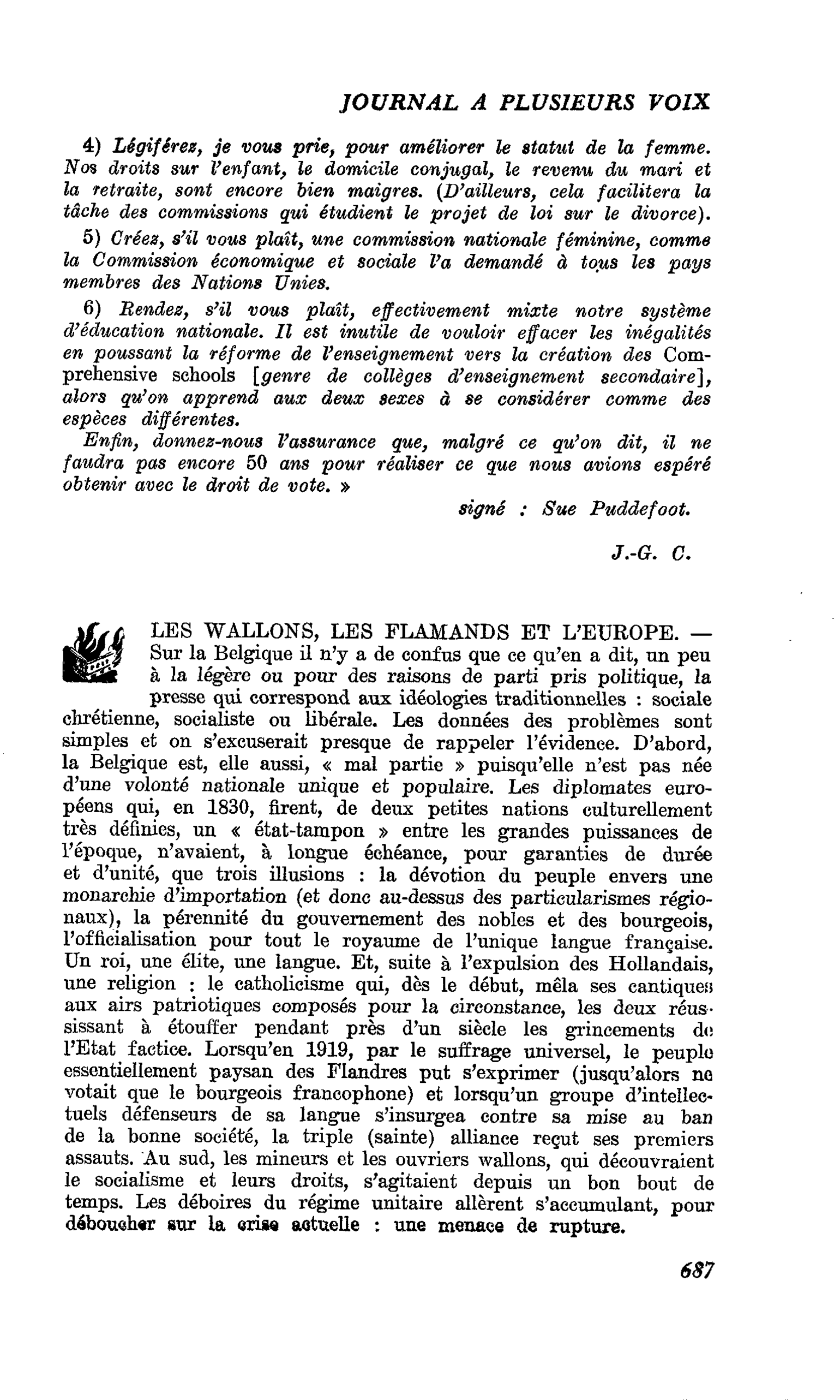LES WALLONS, LES FLAMANDS ET L’EUROPE