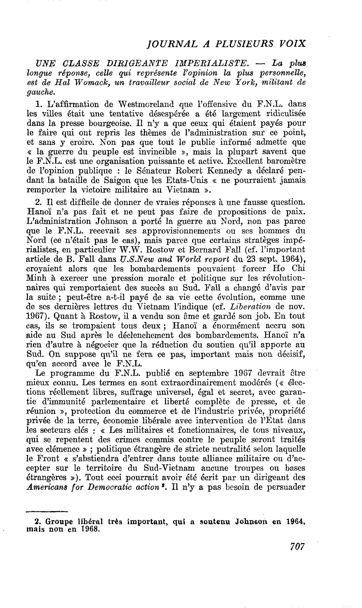 UNE CLASSE DIRIGEANTE IMPERIALISTE