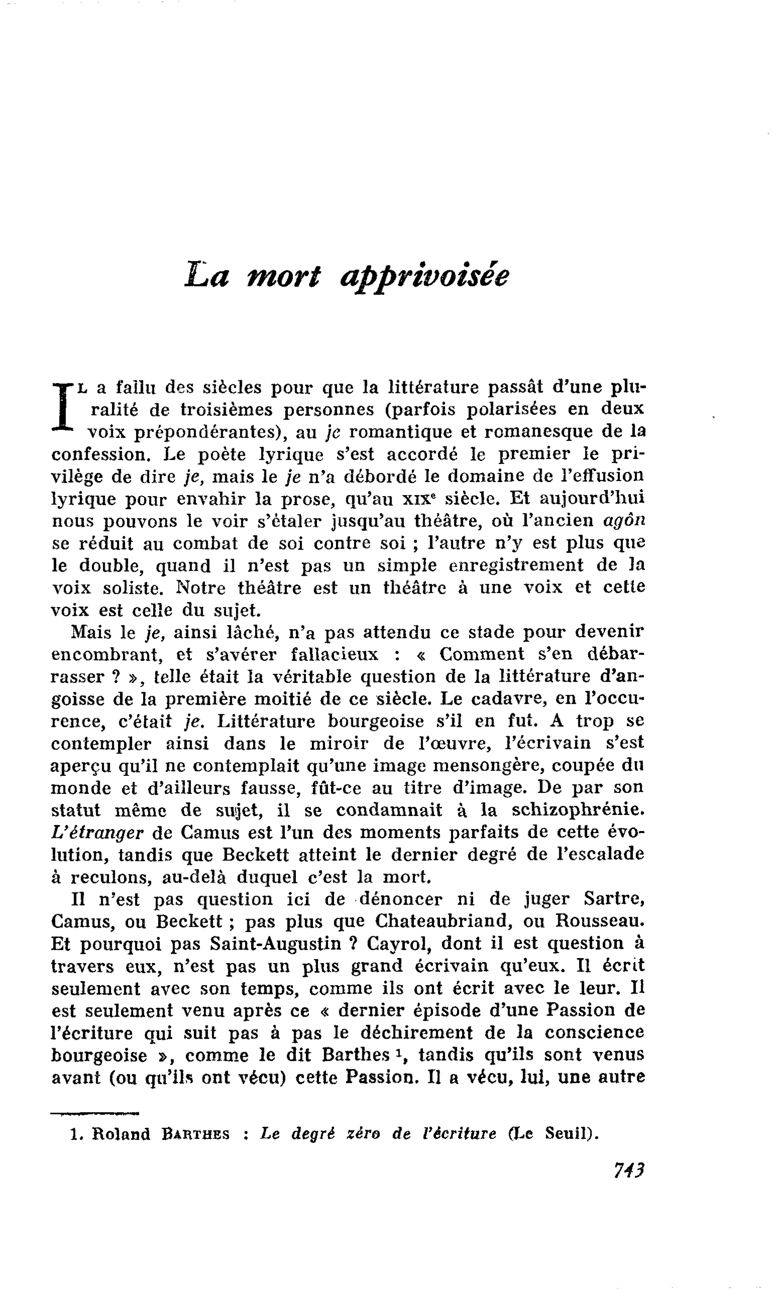 La mort apprivoisée