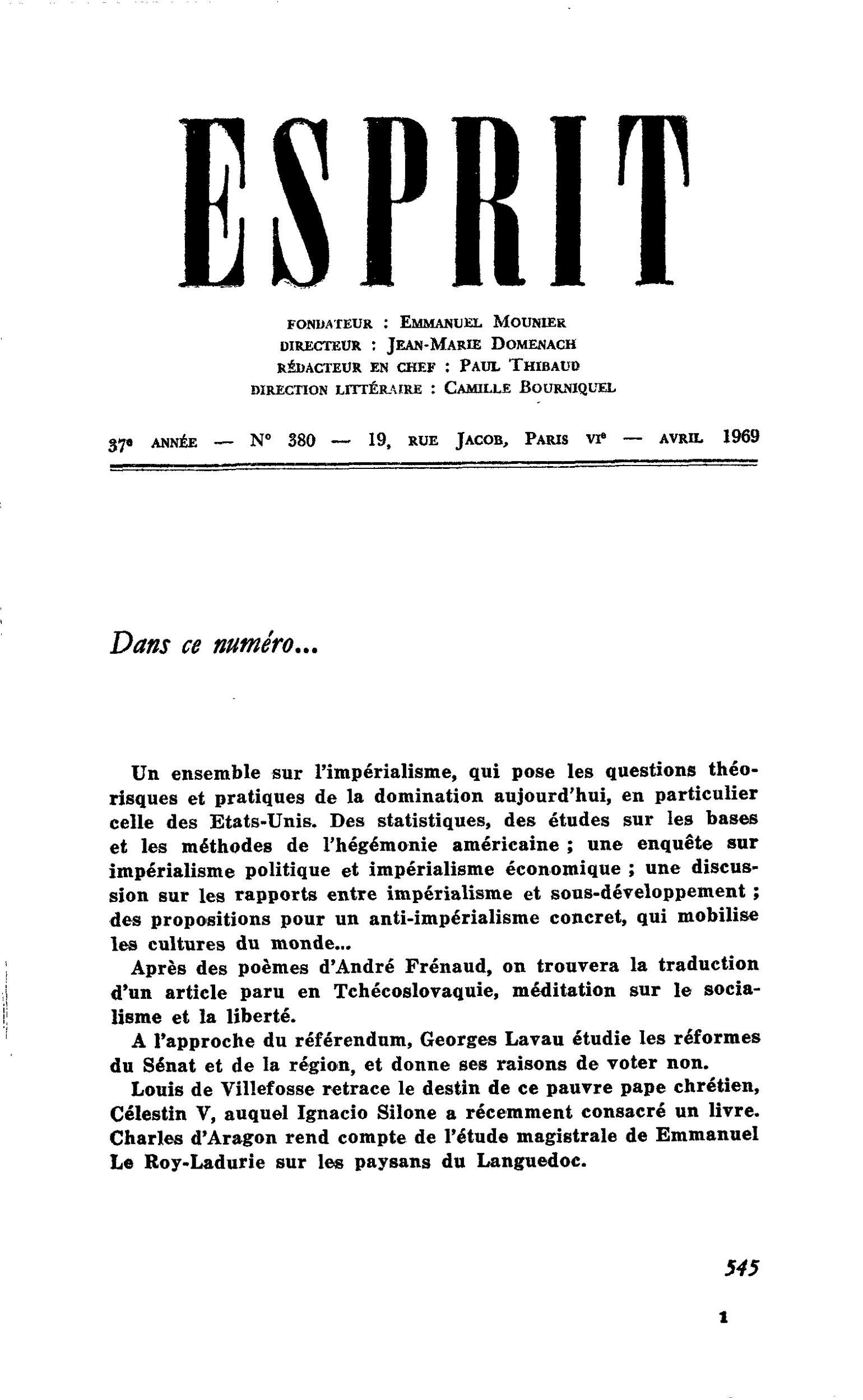 Dans ce numéro…