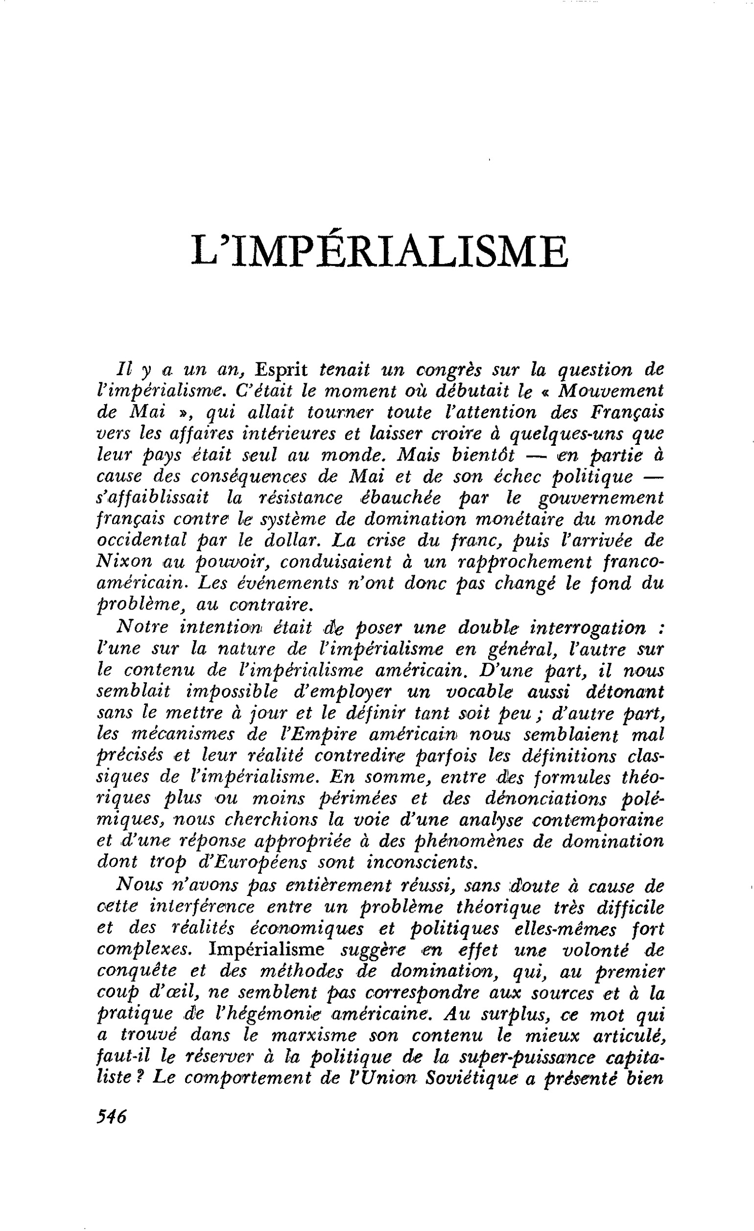 L’IMPÉRIALISME