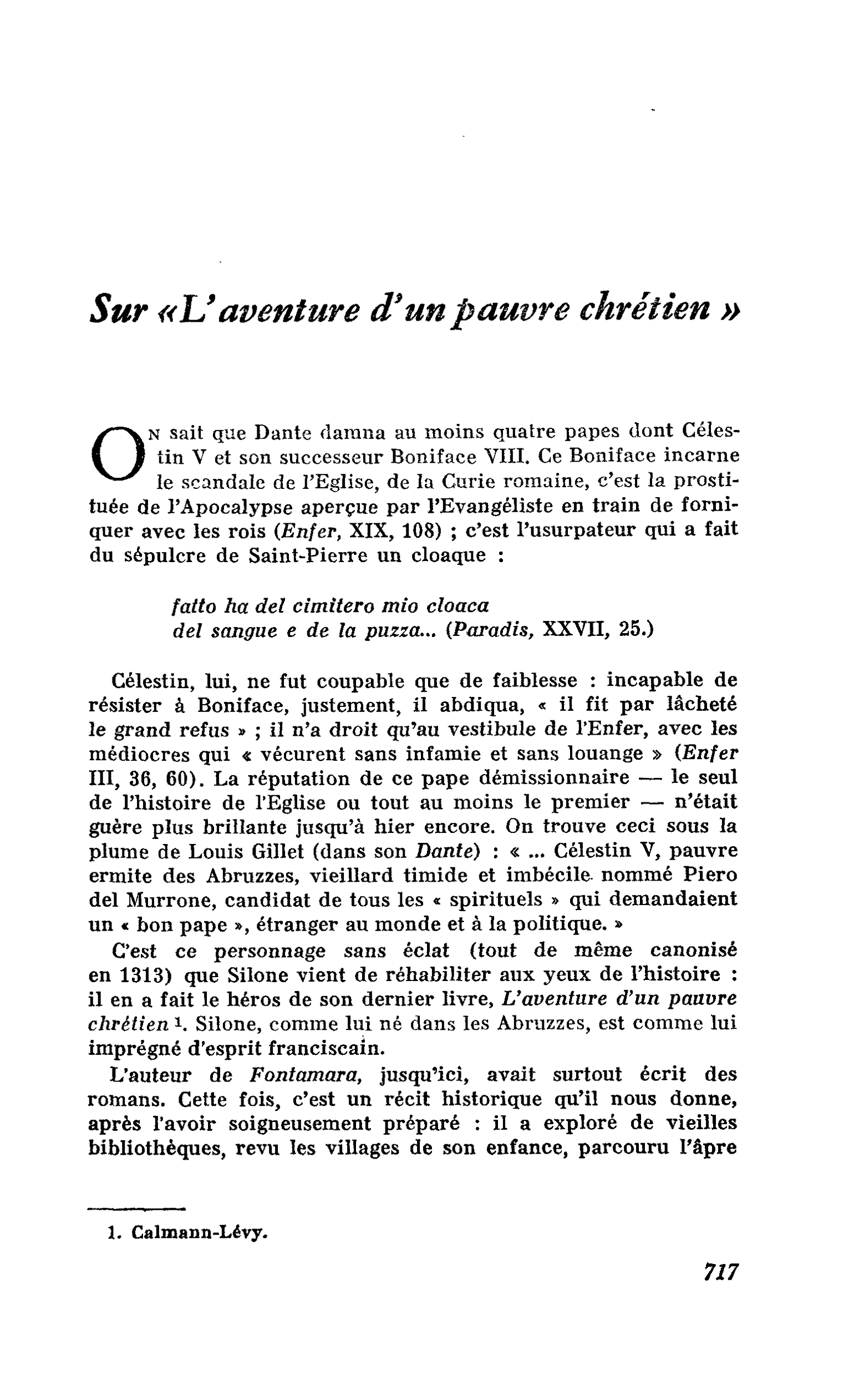 Sur « L’aventure d’un pauvre chrétien »