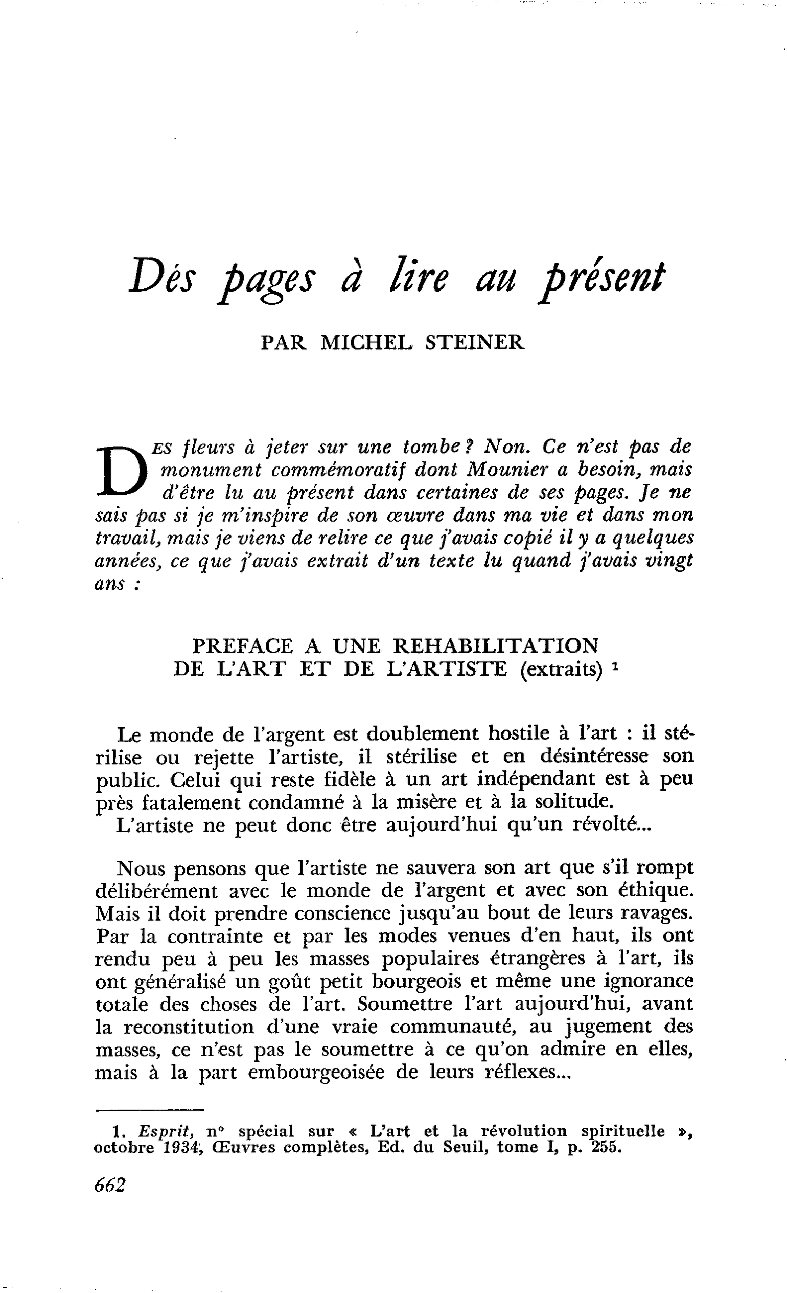 Des pages à lire au présent