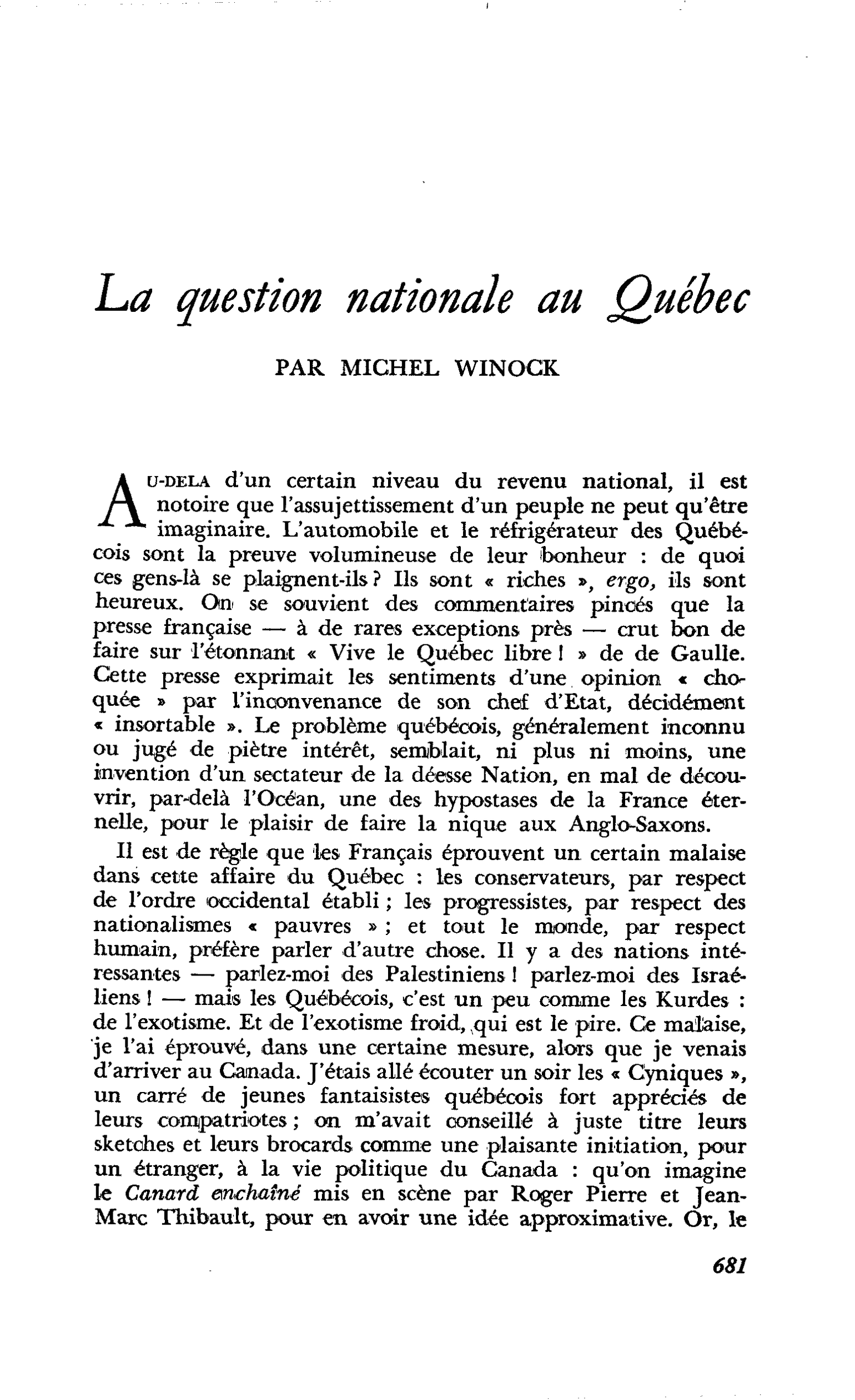 ha question nationale au Québec