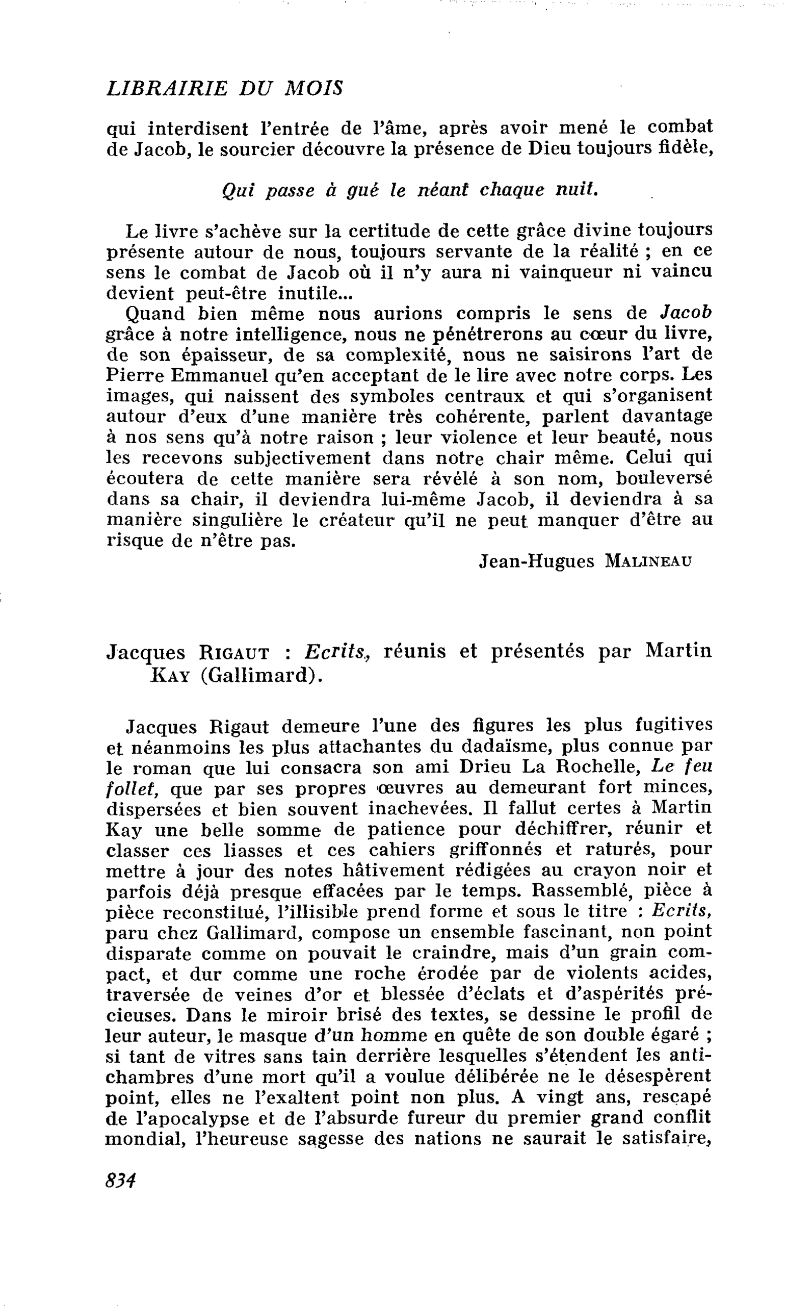 Jacques Rigaut : Ecrits