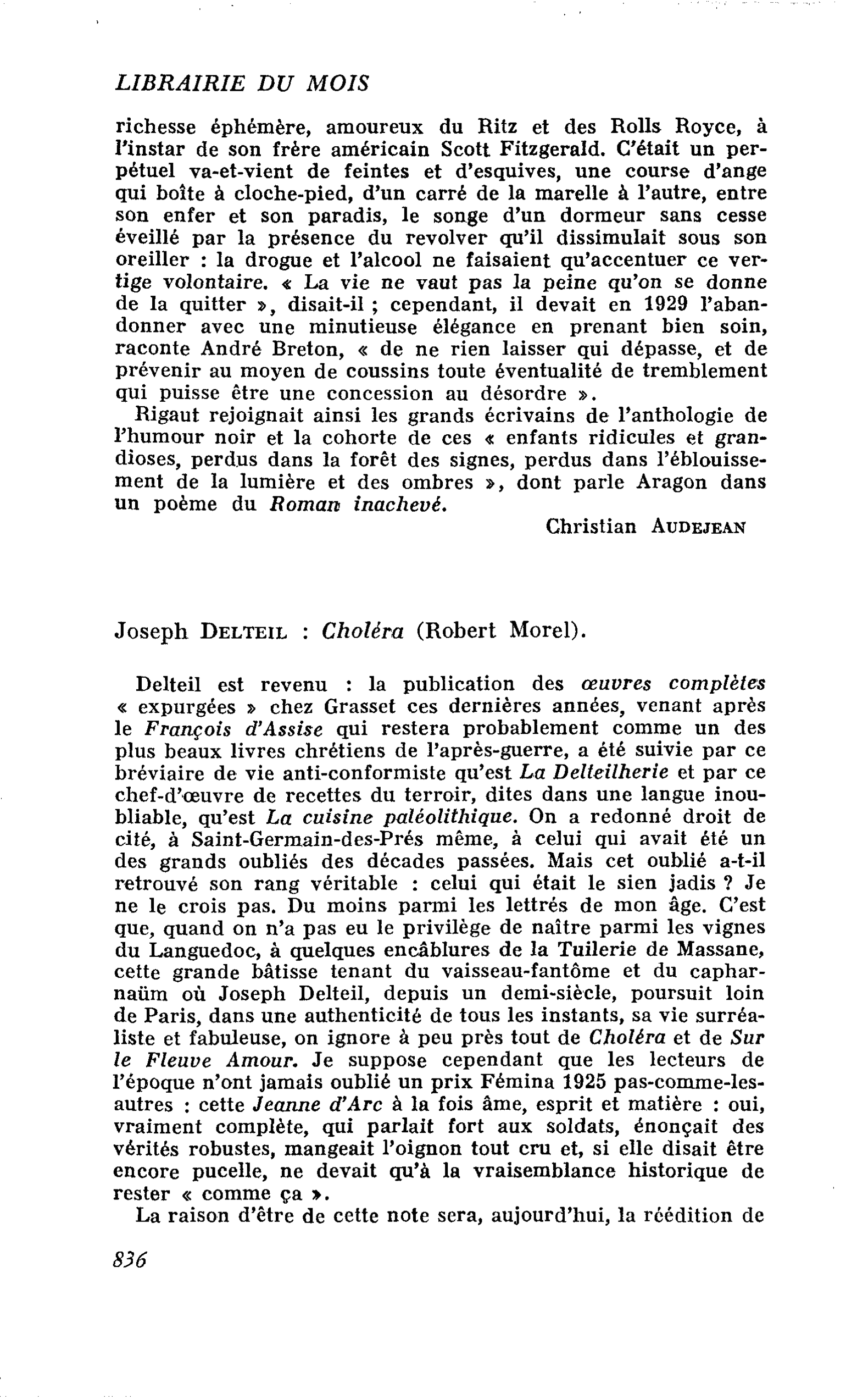 Joseph Delteil : Choléra