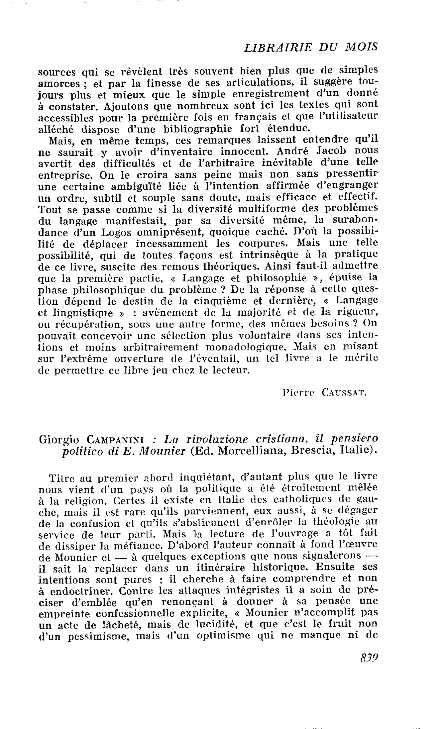 Giorgio Campanini : La riuoluzione cristiana, il pensiero politico di E. Mounier