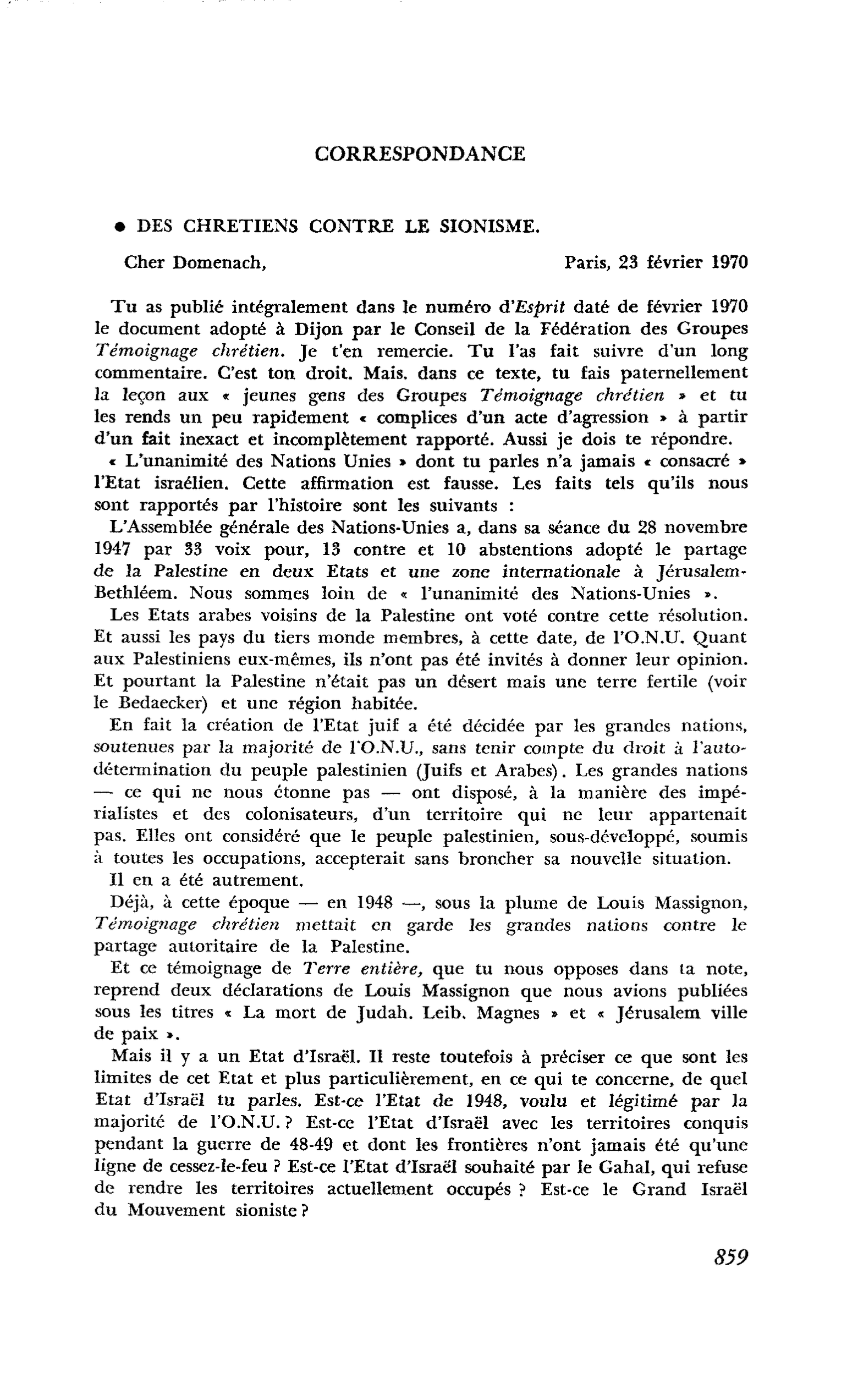 DES CHRETIENS CONTRE LE SIONISME