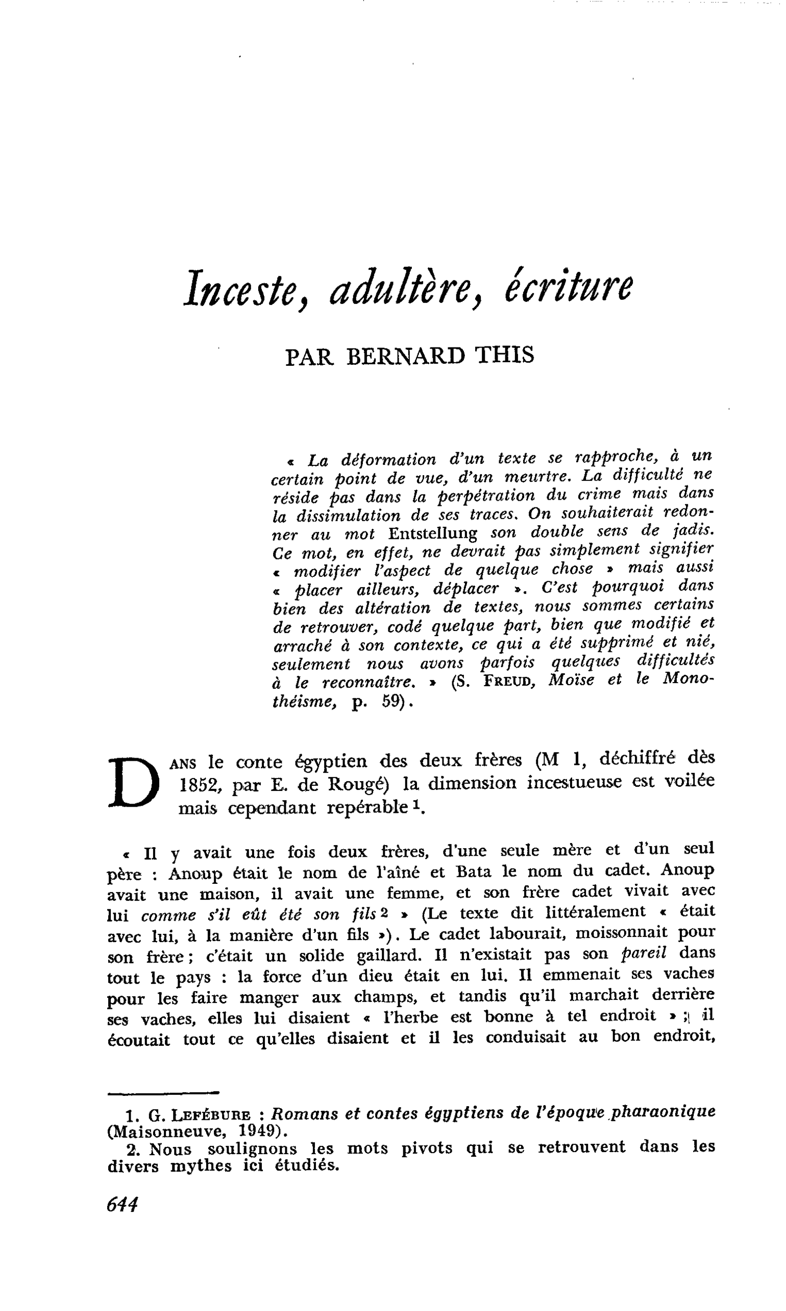 Inceste, adultère, écriture