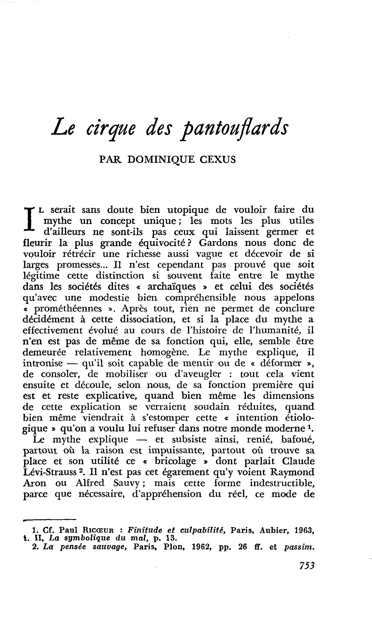 Le cirque des pantouflards