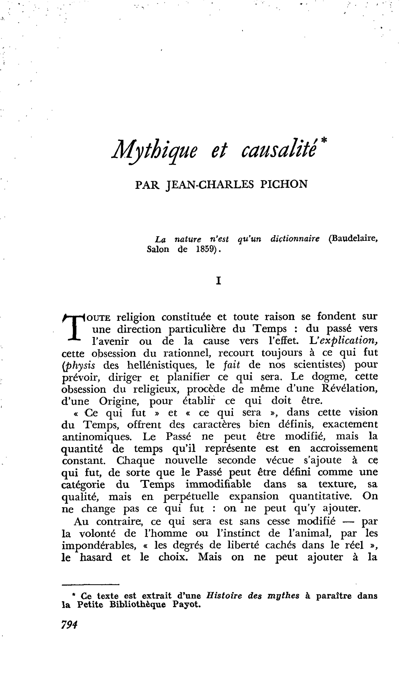 Mythique et causalité