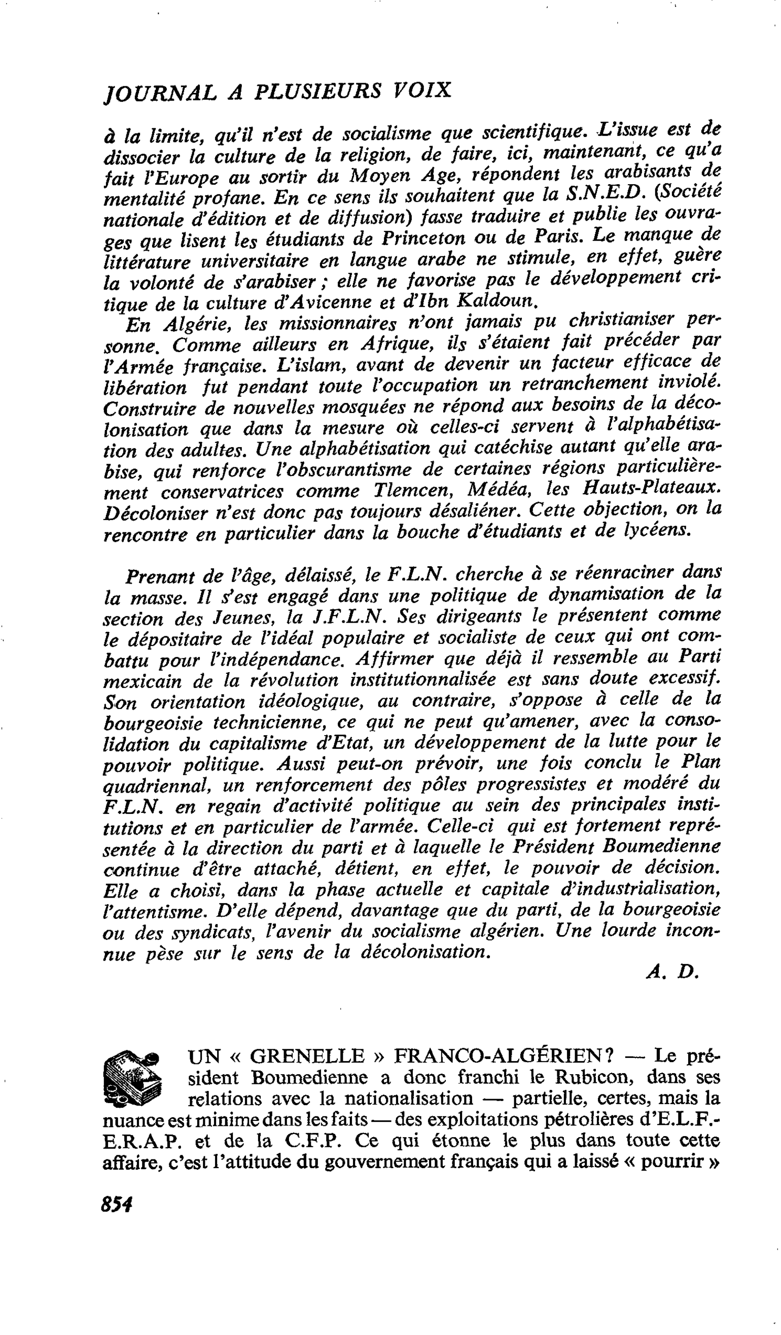 UN « GRENELLE » FRANCO-ALGÉRIEN ?
