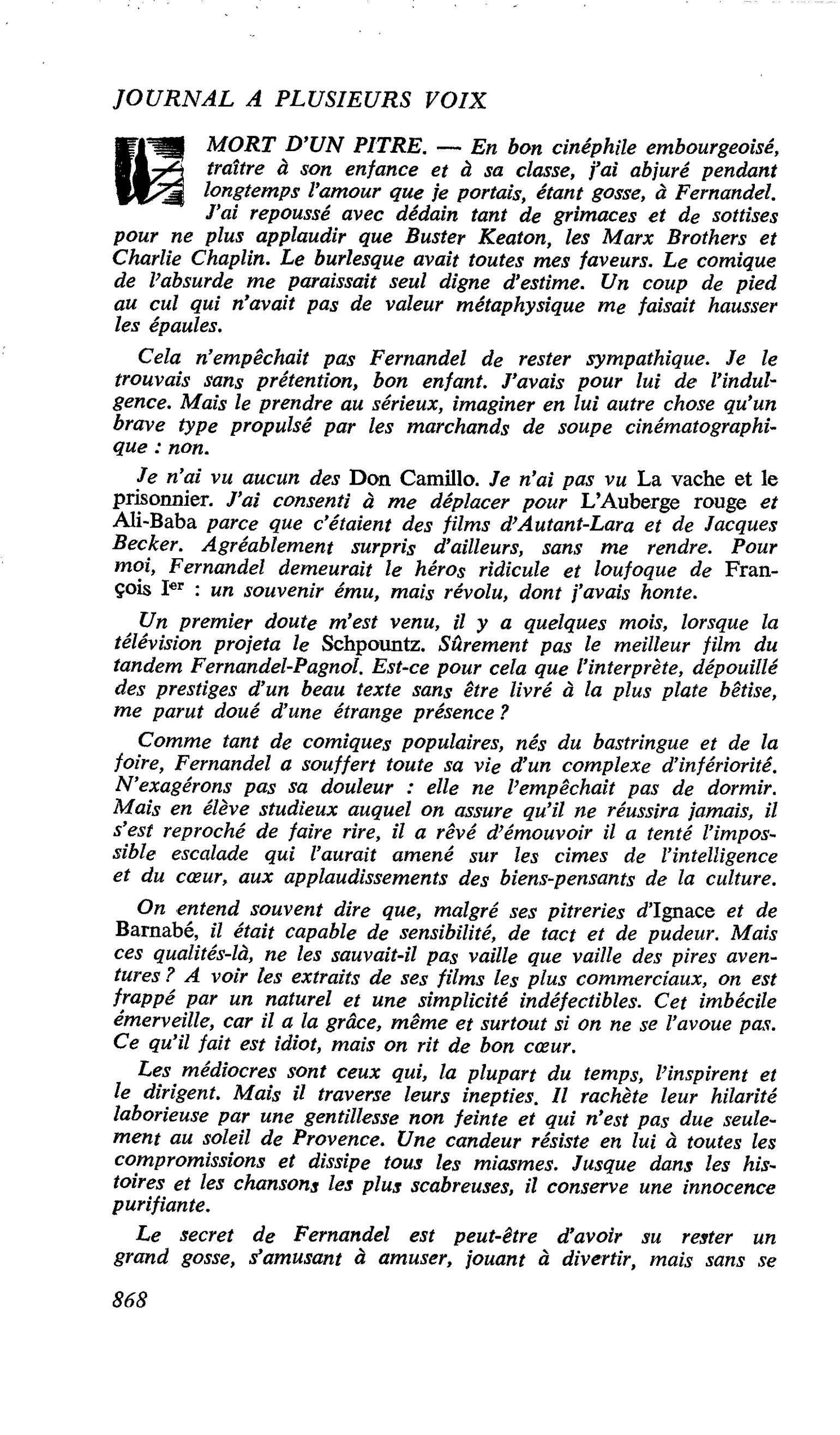 MORT D’UN PITRE