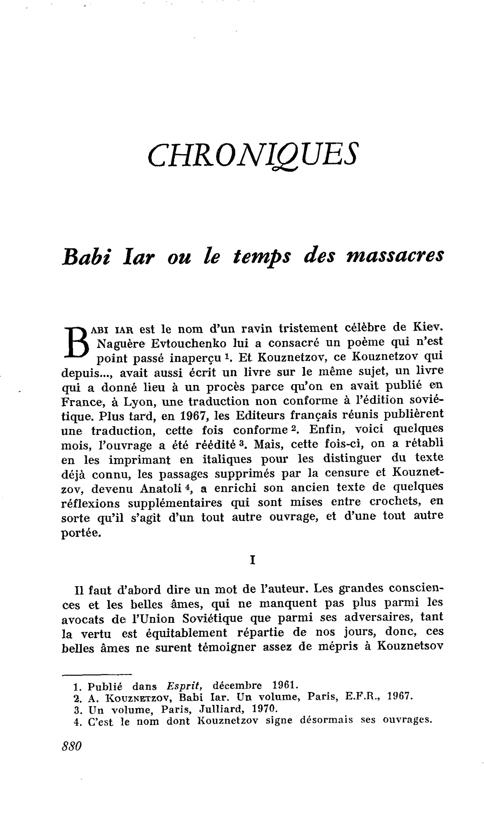 Babi Iar ou le temps des massacres