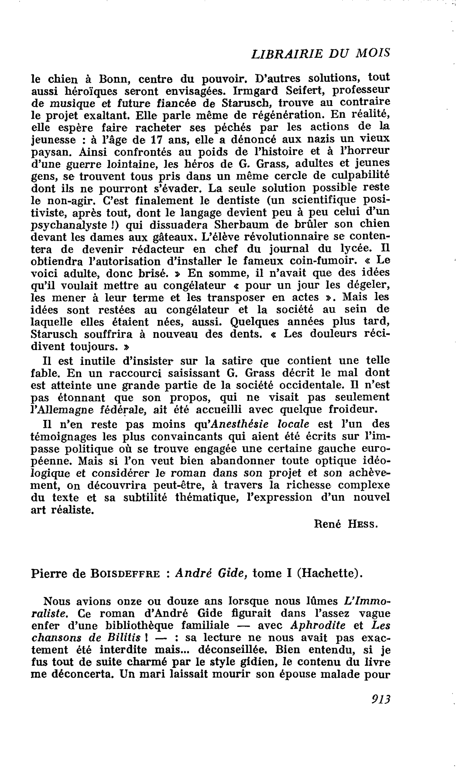 Pierre de Boisdeffre : André Gide