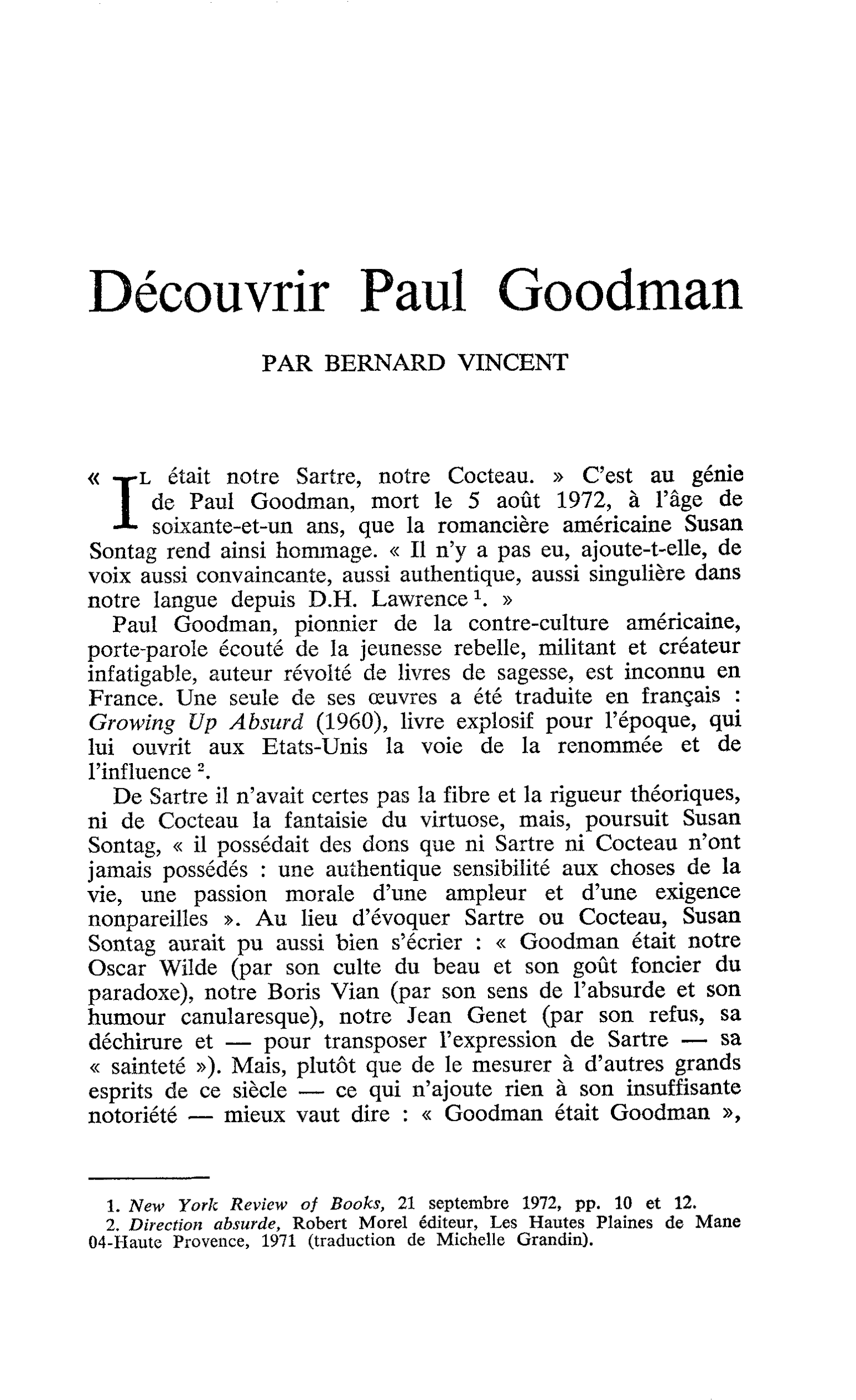 Découvrir Paul Goodman