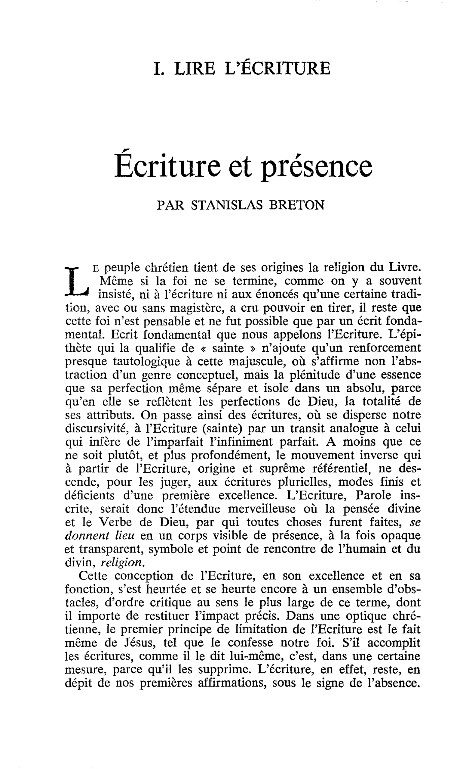 Écriture et présence