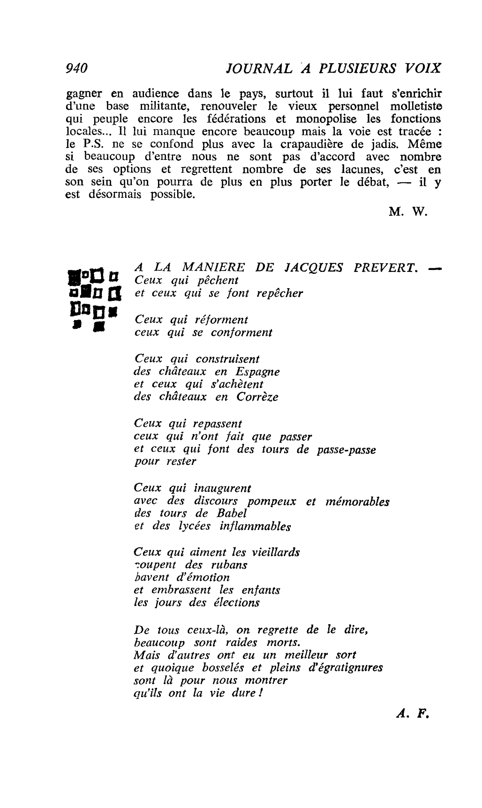 A LA MANIERE DE JACQUES PREVERT