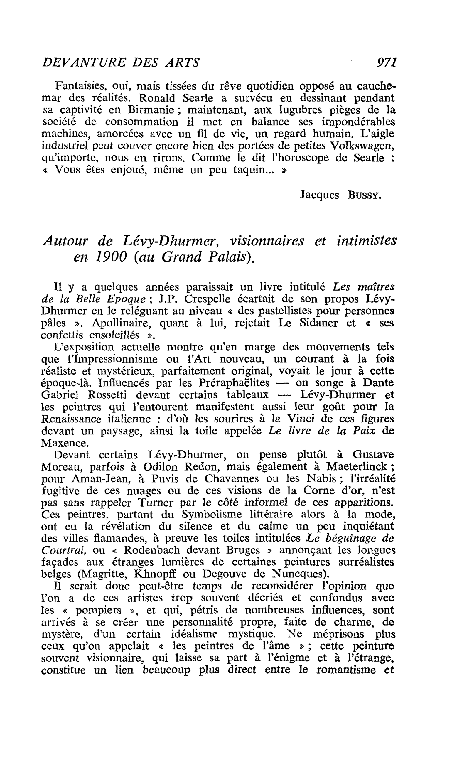 Autour de Lévy-Dhurmer, visionnaires et intimistes en 1900 (au Grand Palais), 
