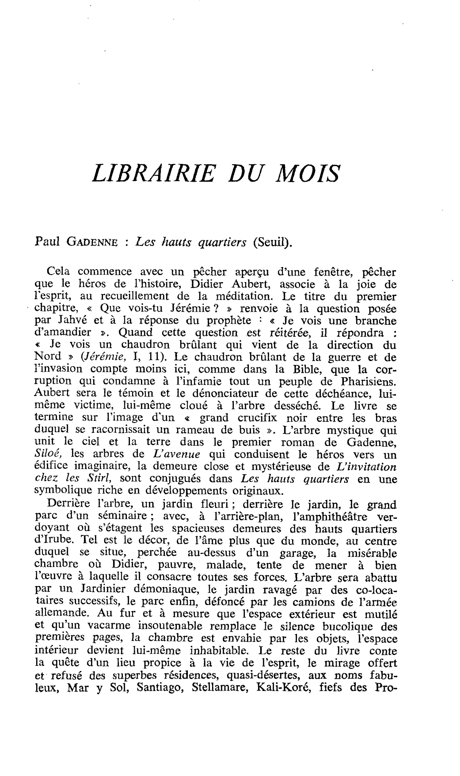 Paul Gadenne : Les hauts quartiers