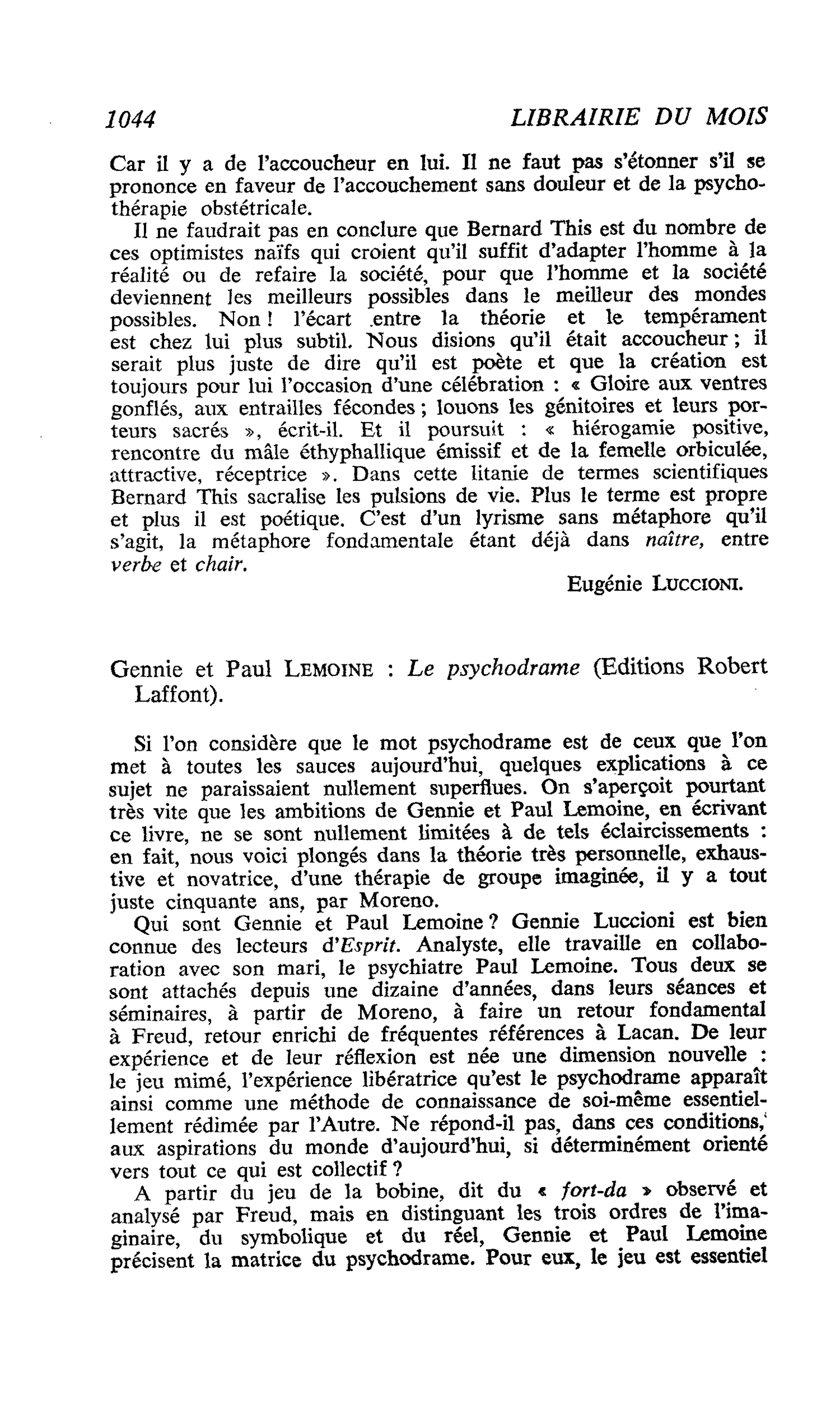 Gennie et Paul Lemoine : Le psychodrame