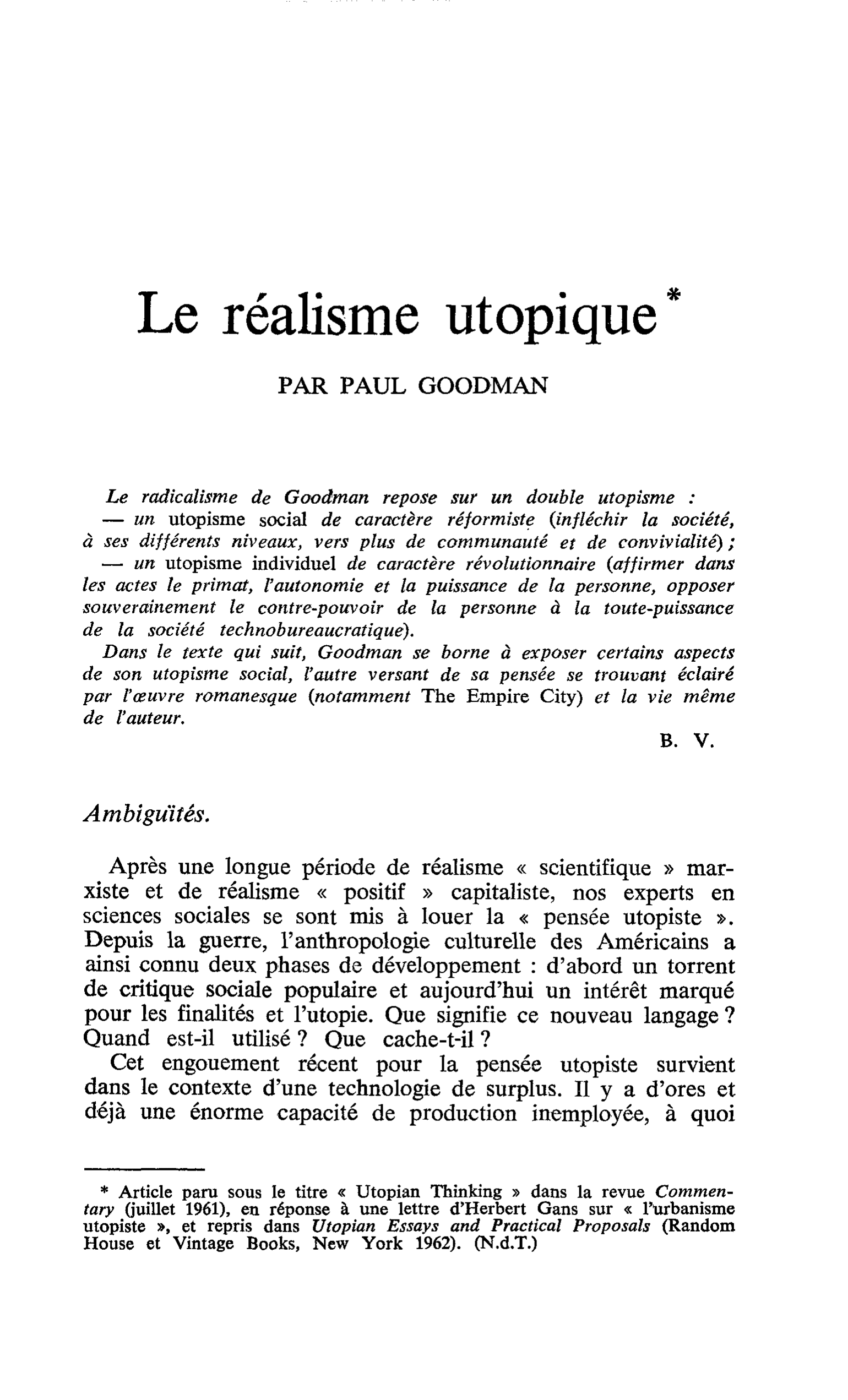 Le réalisme utopique